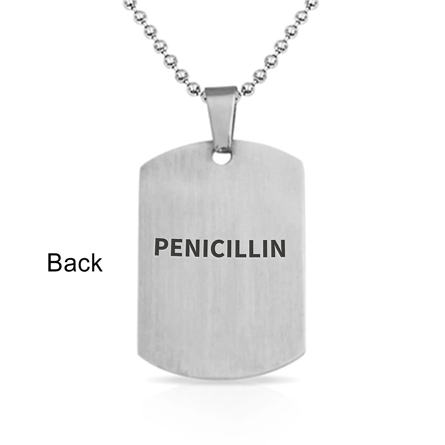 Medical ID Dog Tag Steel Pendant Necklace Men 20" Chain - Image 39