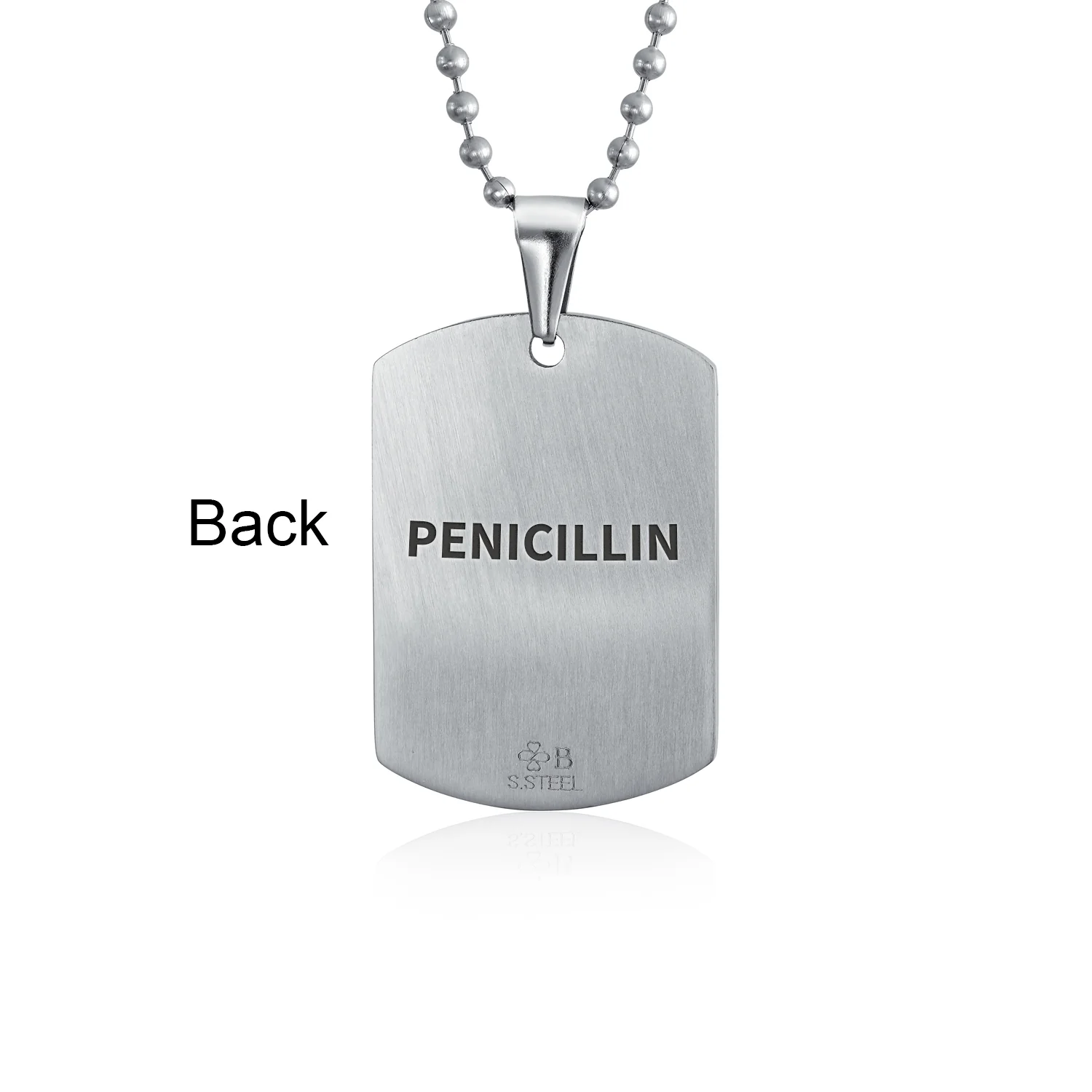 Medical ID Dog Tag Steel Pendant Necklace Men 20" Chain - Image 57