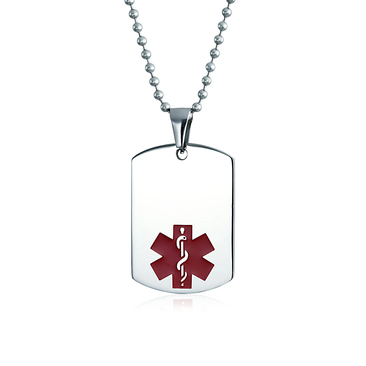 Medical ID Dog Tag Steel Pendant Necklace Men 20" Chain - Image 8