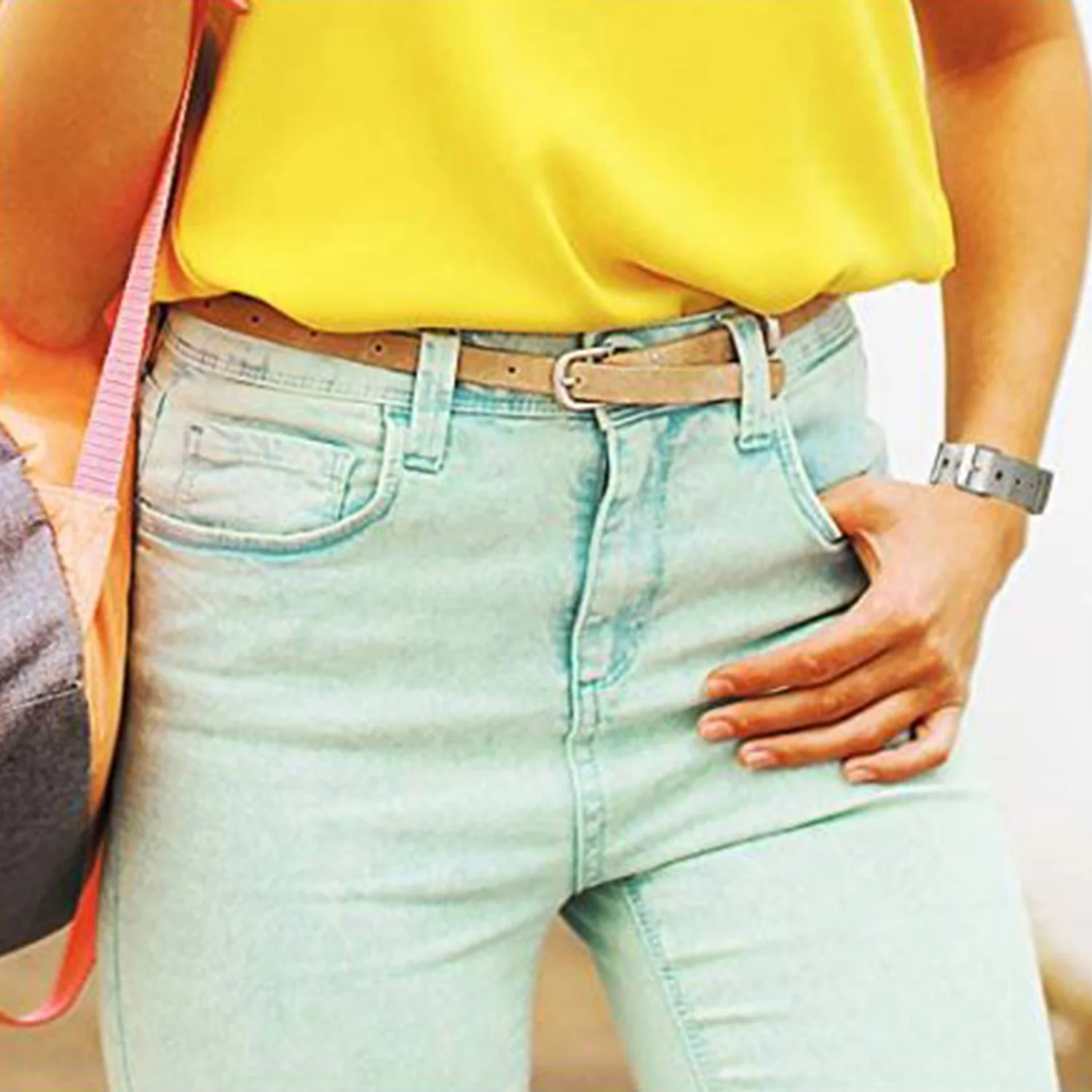 Unisex Wide Band Mesh Adjustable Belt Buckle Bracelet Stainless Steel - Image 6