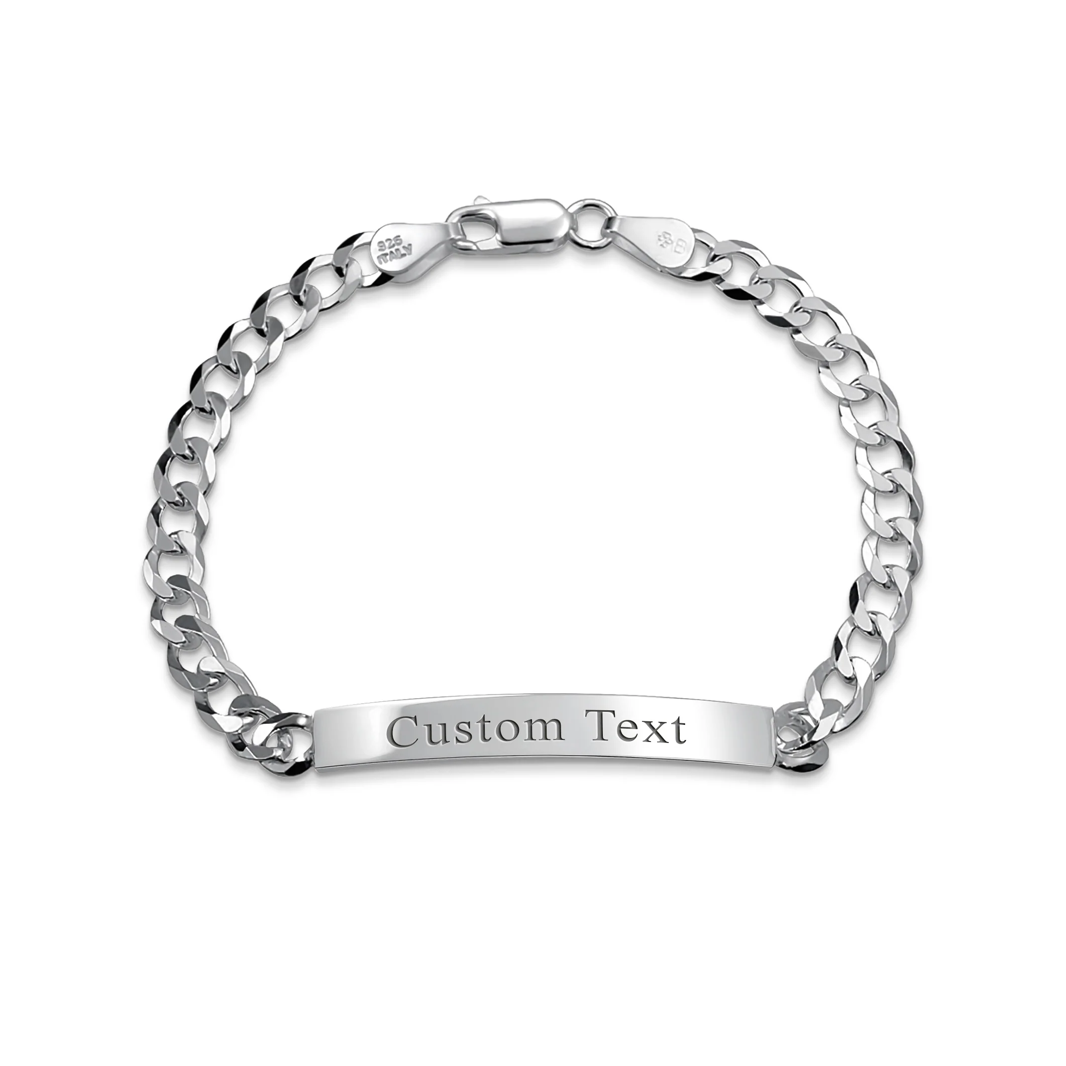 Identification ID Bracelet 5MM Cuban Curb Chain Link .925 Sterling Silver 7.5 inch - Image 2