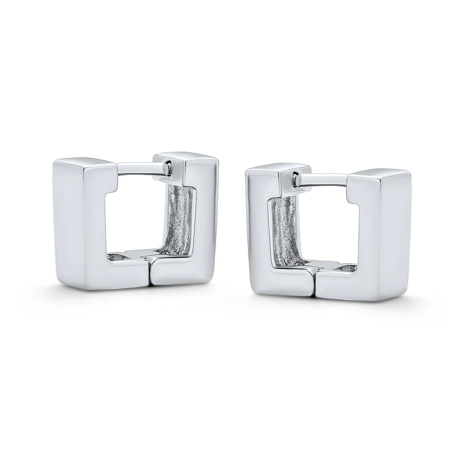 Unisex Minimalist Geometric Hoop Huggie Earrings 14K Gold Plated Sterling Silver - Image 3