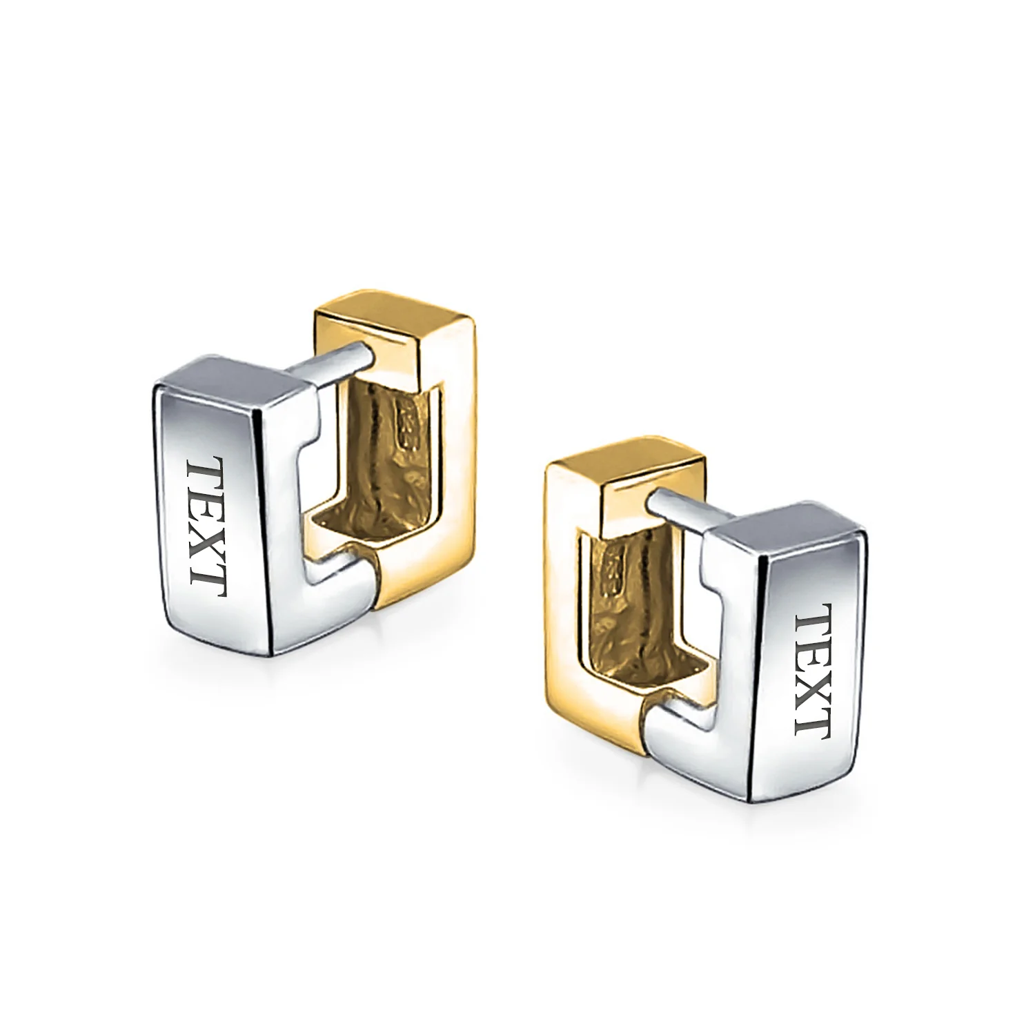 Unisex Minimalist Geometric Hoop Huggie Earrings 14K Gold Plated Sterling Silver - Image 8
