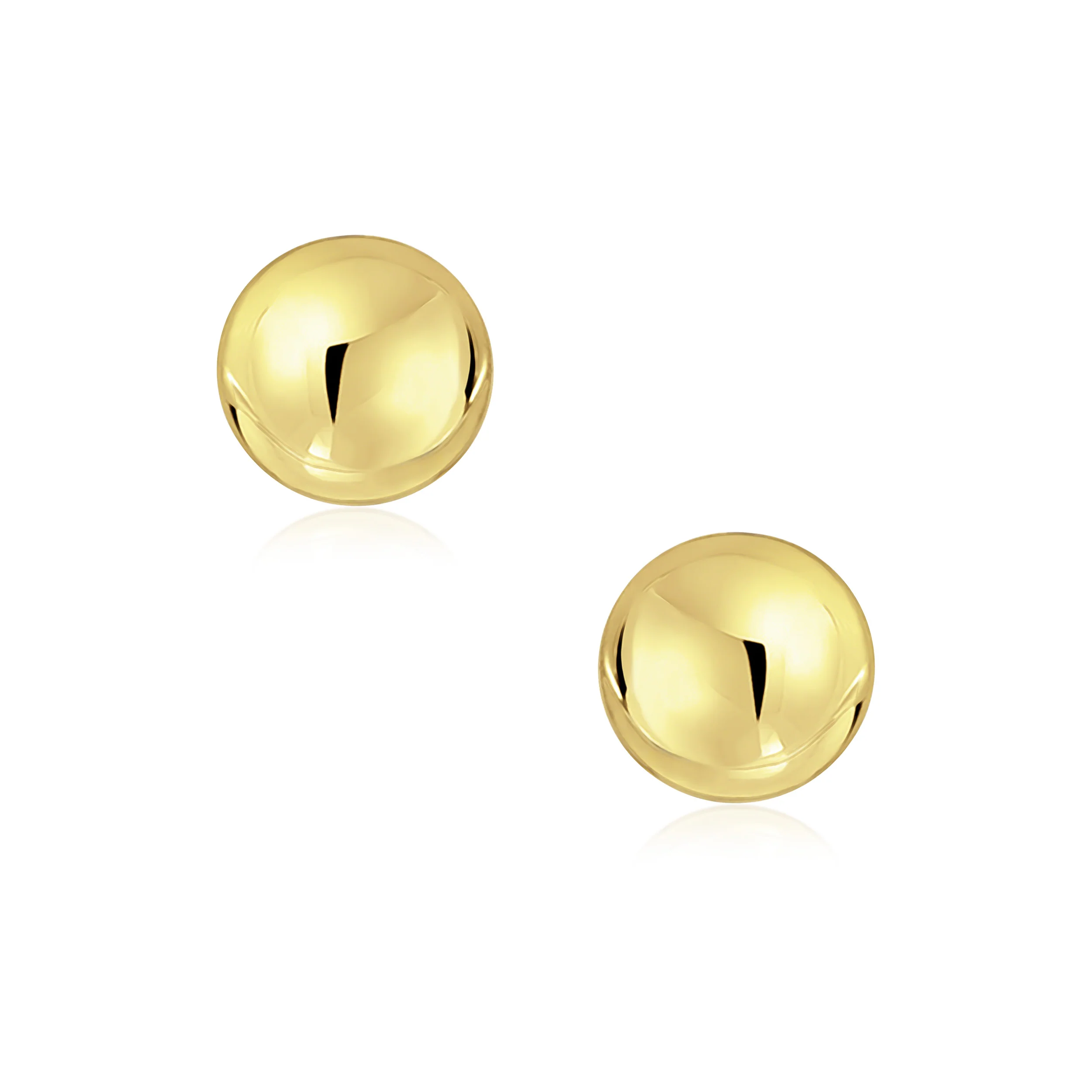 Classic Yellow 14K Gold Ball Stud Earrings Safety Screw Back 6MM - Image 5