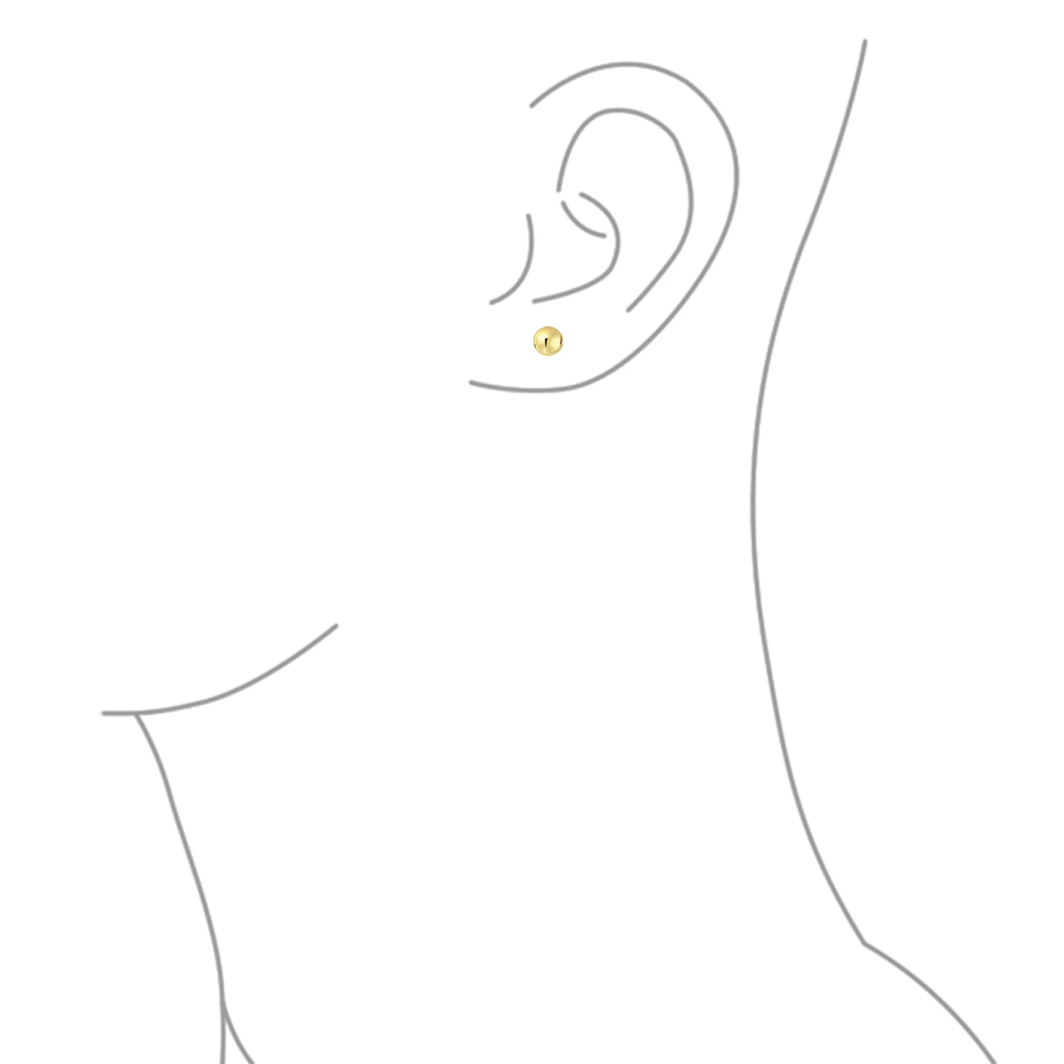 Classic Yellow 14K Gold Ball Stud Earrings Safety Screw Back 6MM - Image 8