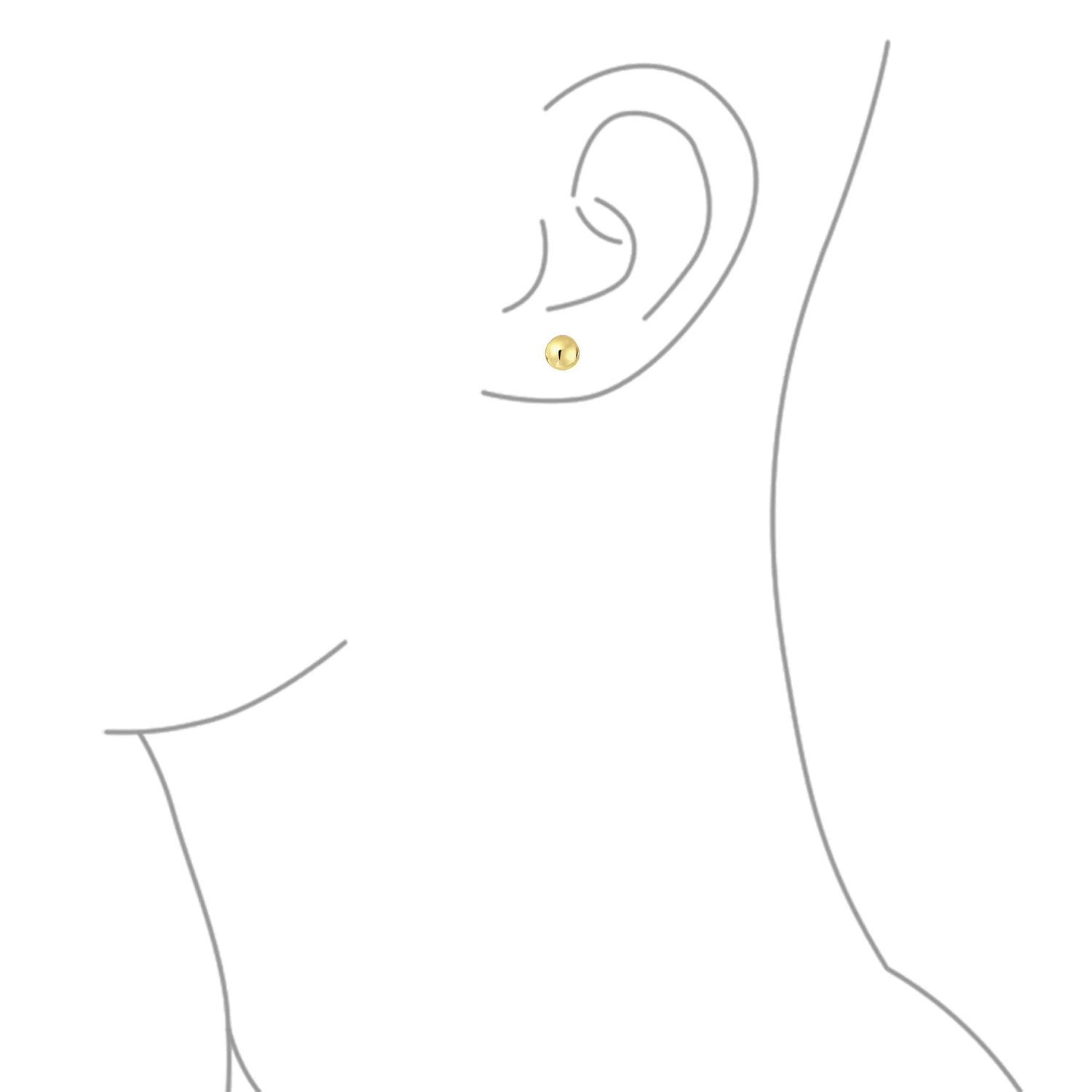 Classic Yellow 14K Gold Ball Stud Earrings Safety Screw Back 6MM - Image 9