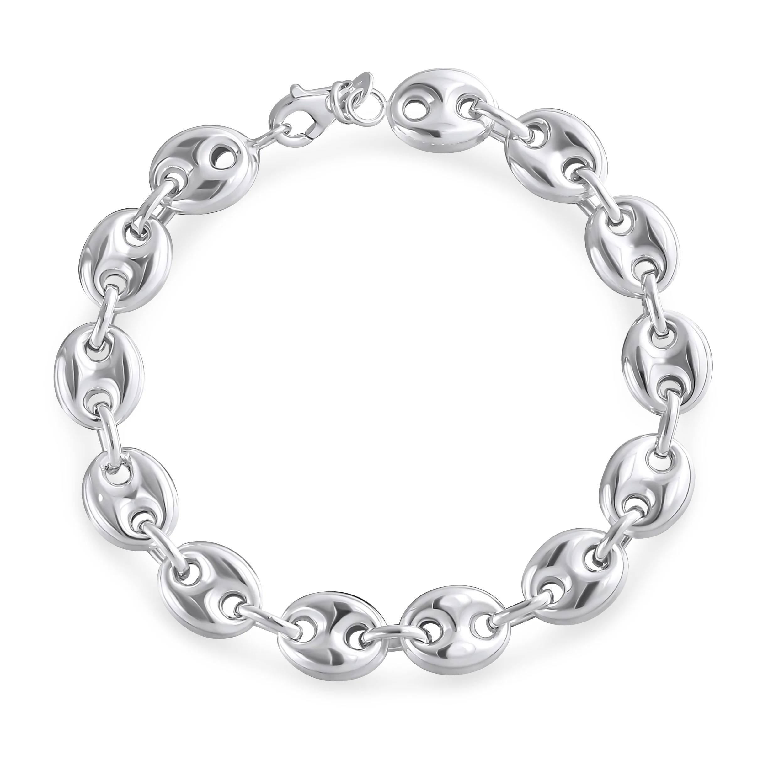 Sterling Silver Nautical Anchor Chain Link Bracelet 9MM Wide - Image 2