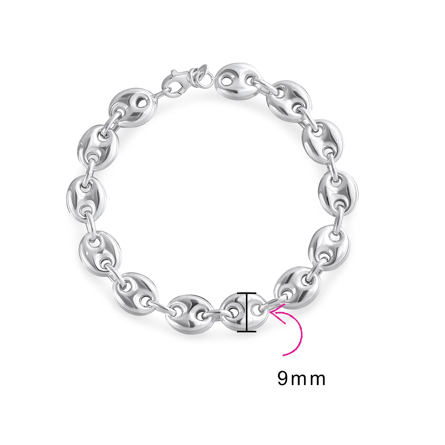 Sterling Silver Nautical Anchor Chain Link Bracelet 9MM Wide - Image 4
