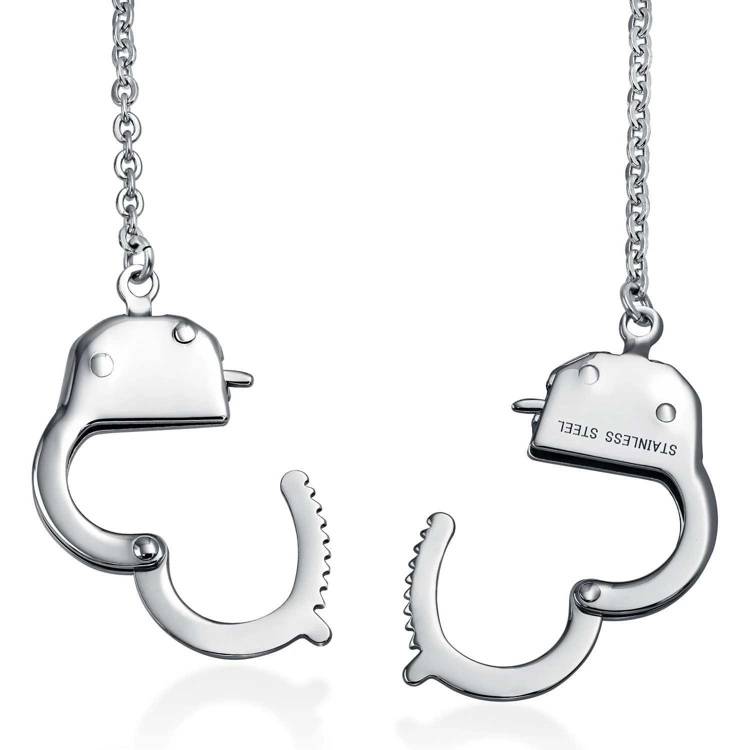 Biker Jewelry Large Handcuff Statement Necklace Stainless Steel Pendant 22 Inch - Image 2