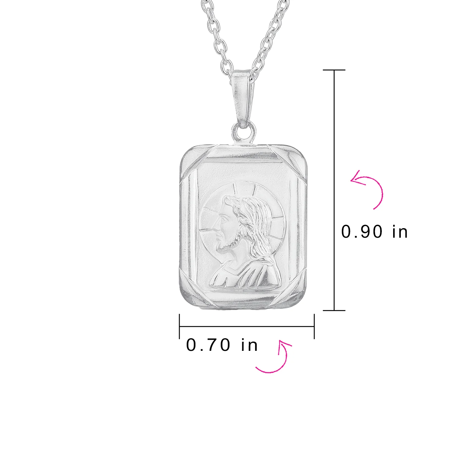 Unisex Religious Pendant Necklace with Jesus Christ Medallion in Sterling Silver - Image 4