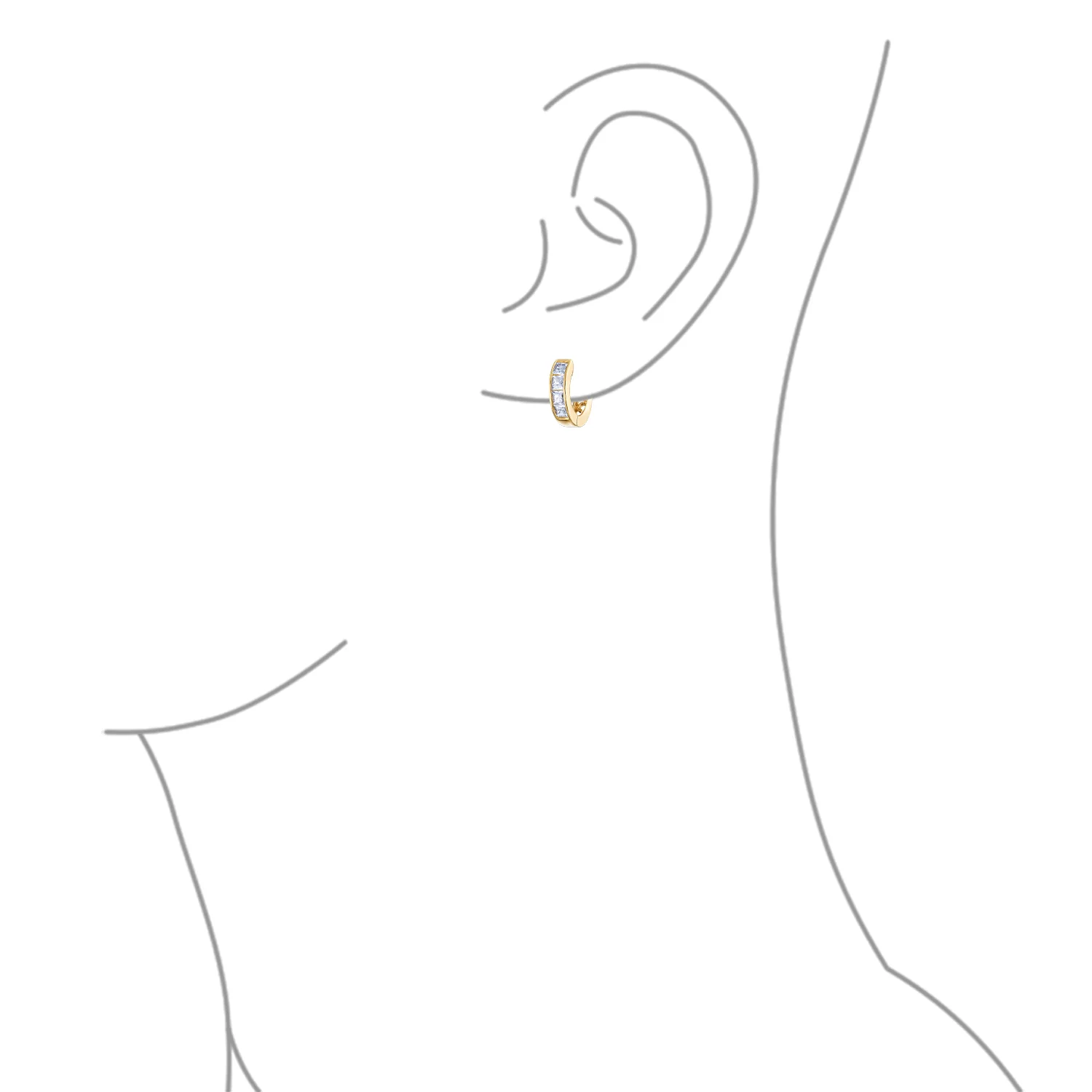 Unisex Small CZ Hoop Earrings in Gold-Plated Sterling Silver Multi-Color Options - Image 12