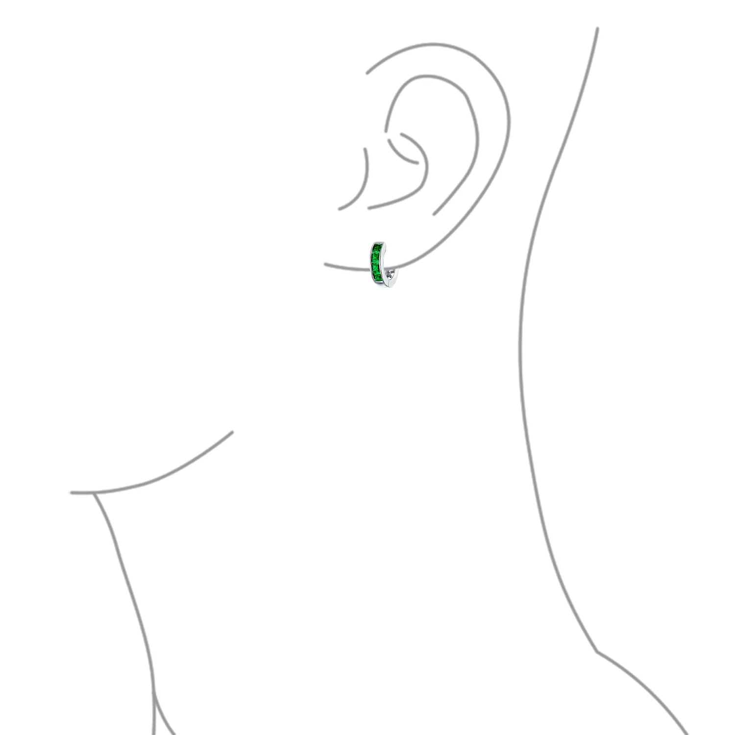 Unisex Small CZ Hoop Earrings in Gold-Plated Sterling Silver Multi-Color Options - Image 13