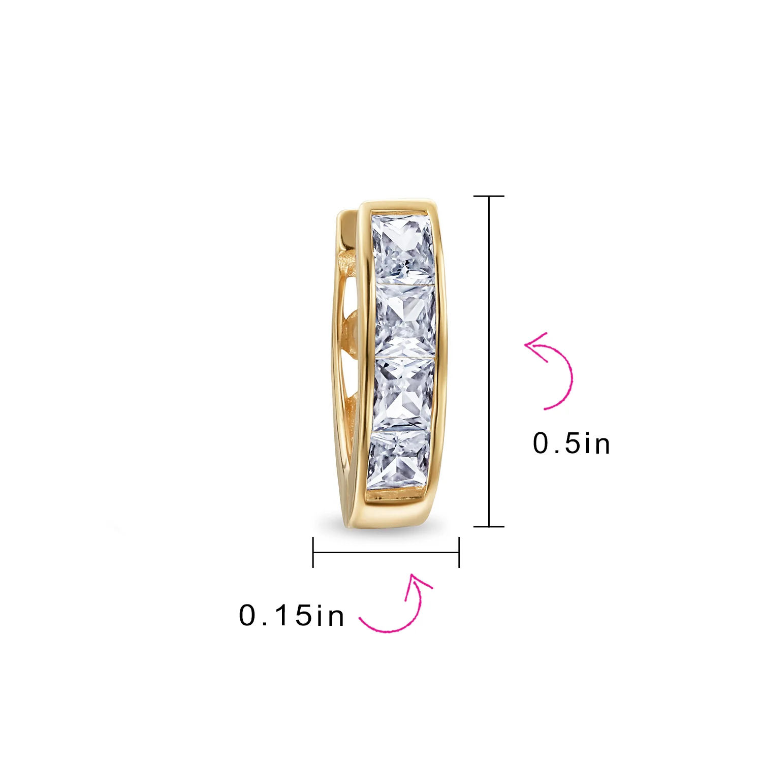 Unisex Small CZ Hoop Earrings in Gold-Plated Sterling Silver Multi-Color Options - Image 17