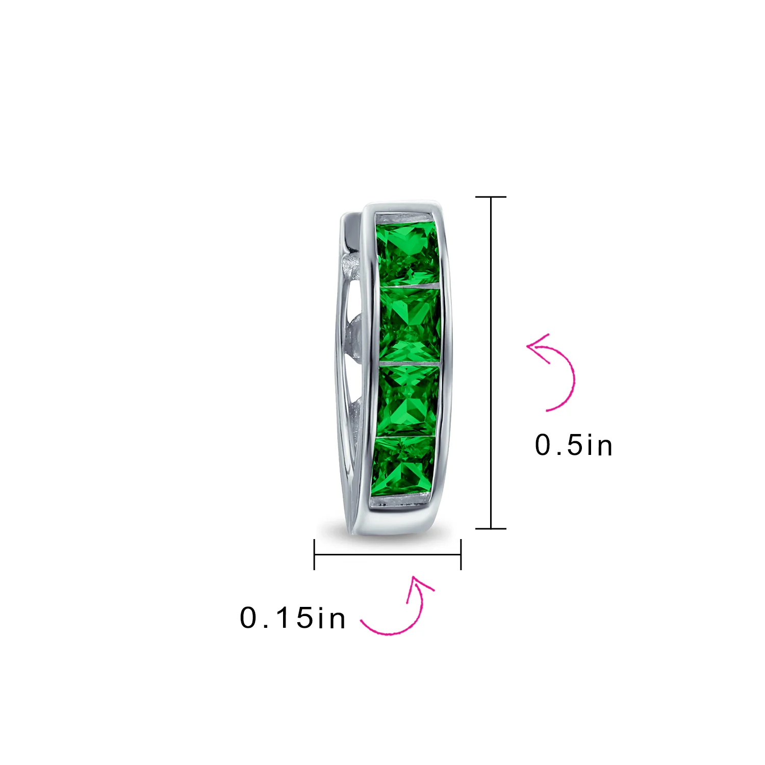 Unisex Small CZ Hoop Earrings in Gold-Plated Sterling Silver Multi-Color Options - Image 18