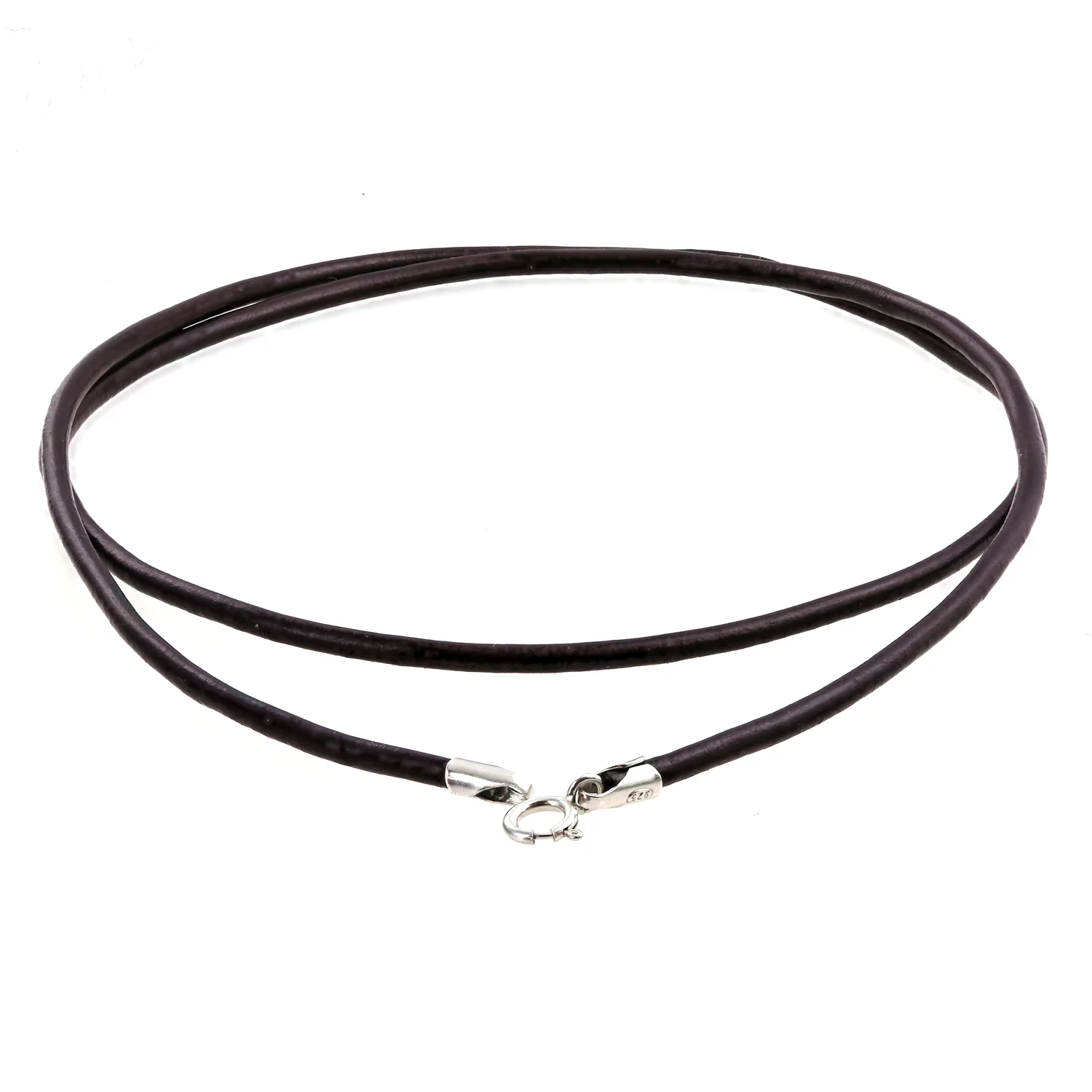Unisex Smooth Leather Cord Necklace with Sterling Silver Clasp Multiple Lengths