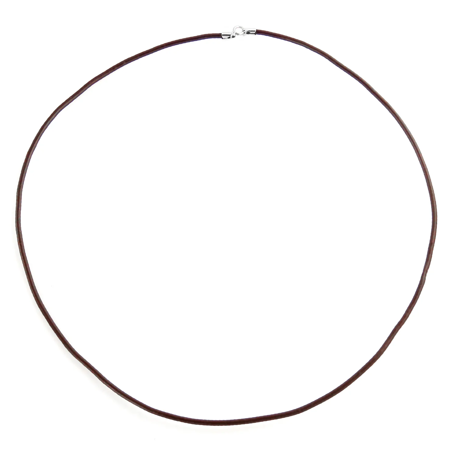 Unisex Smooth Leather Cord Necklace with Sterling Silver Clasp Multiple Lengths - Image 2