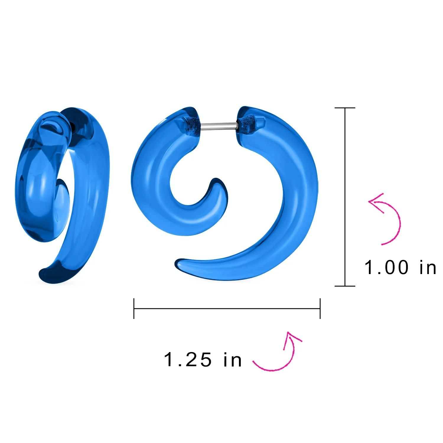 Round Swirl Spiral Tribal Fake Faux Ear Plug Taper Earrings Acrylic Resin Steel - Image 17