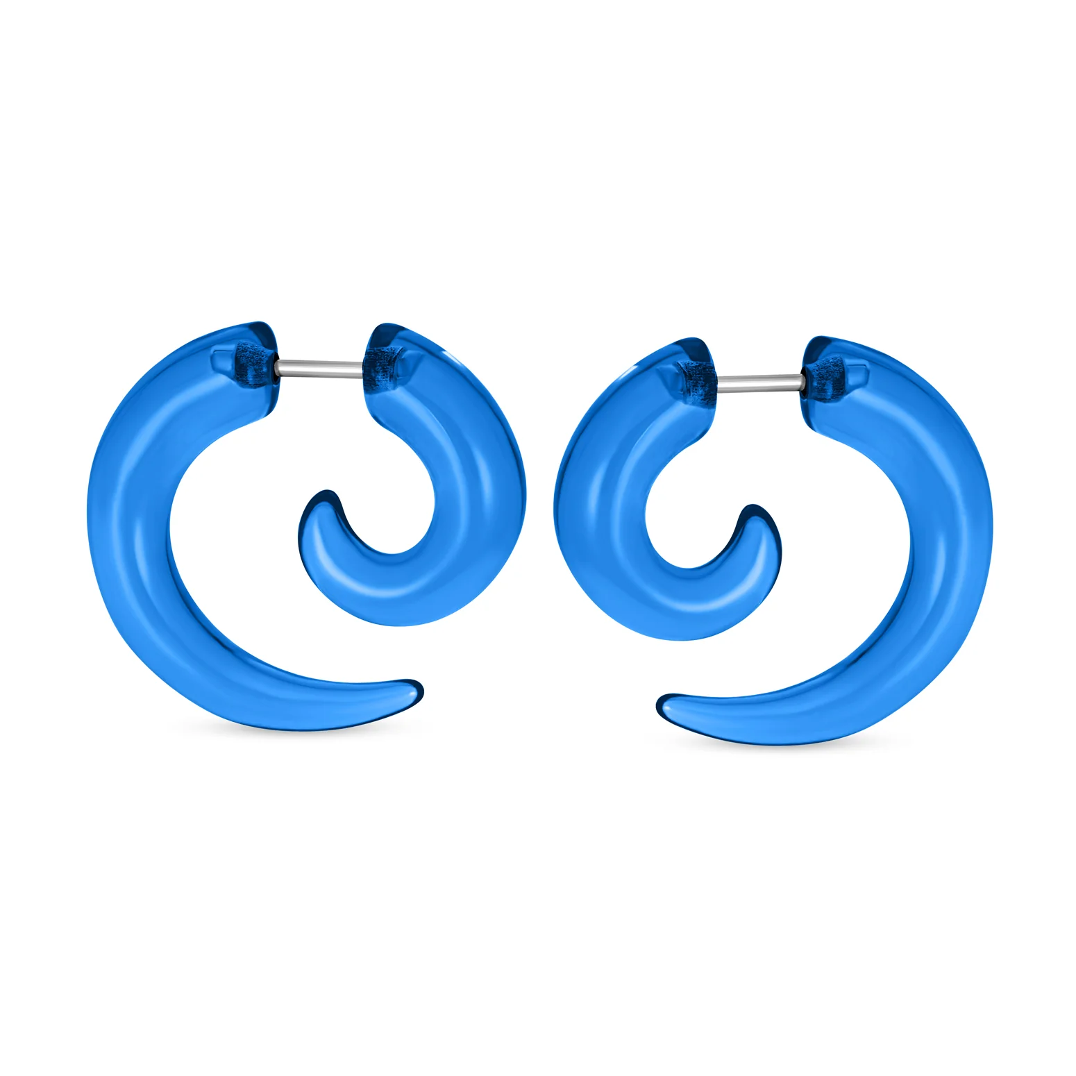 Round Swirl Spiral Tribal Fake Faux Ear Plug Taper Earrings Acrylic Resin Steel - Image 7