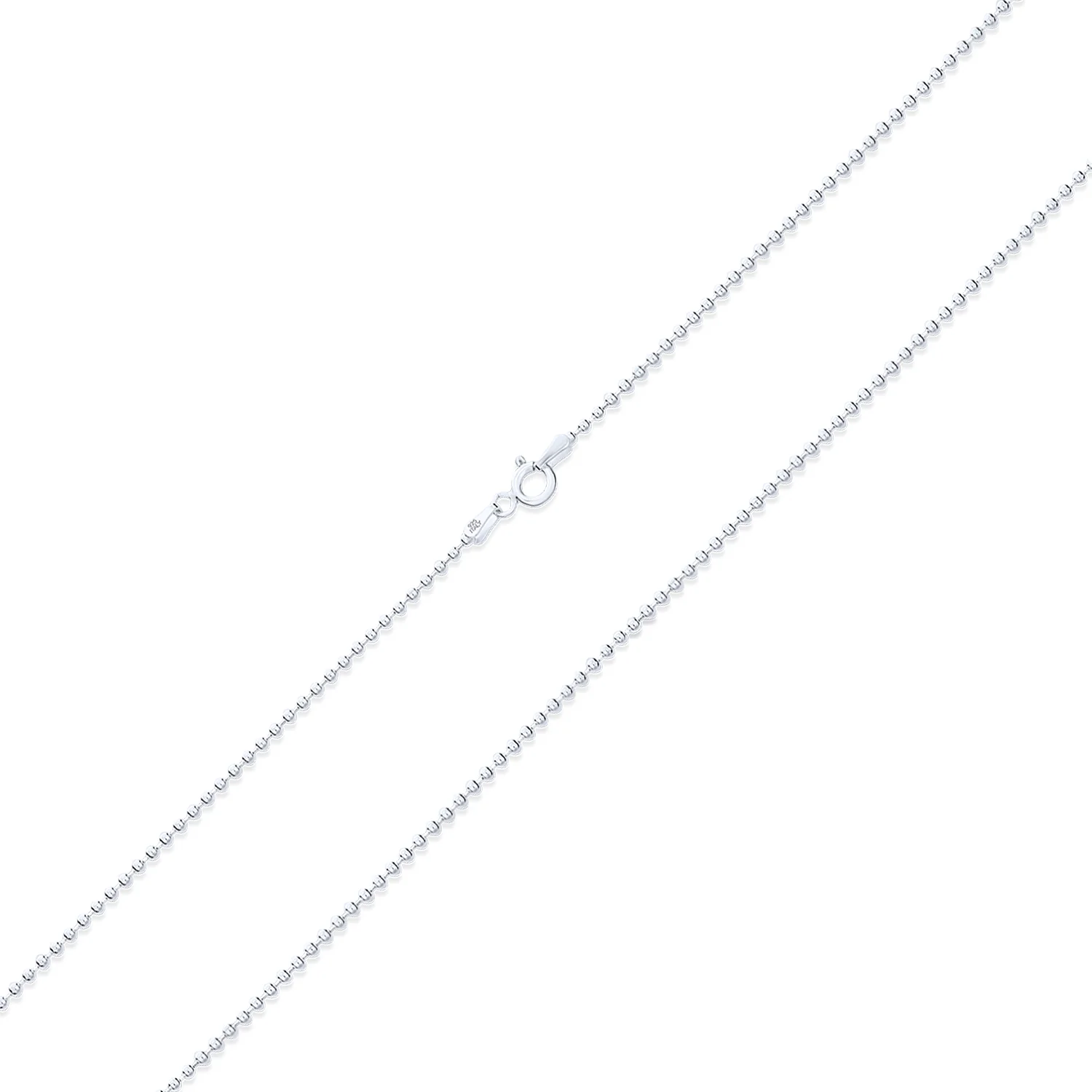 Simple Thin 2MM .925 Sterling Silver Bead Ball Chain Necklace 16 Inch - Image 2