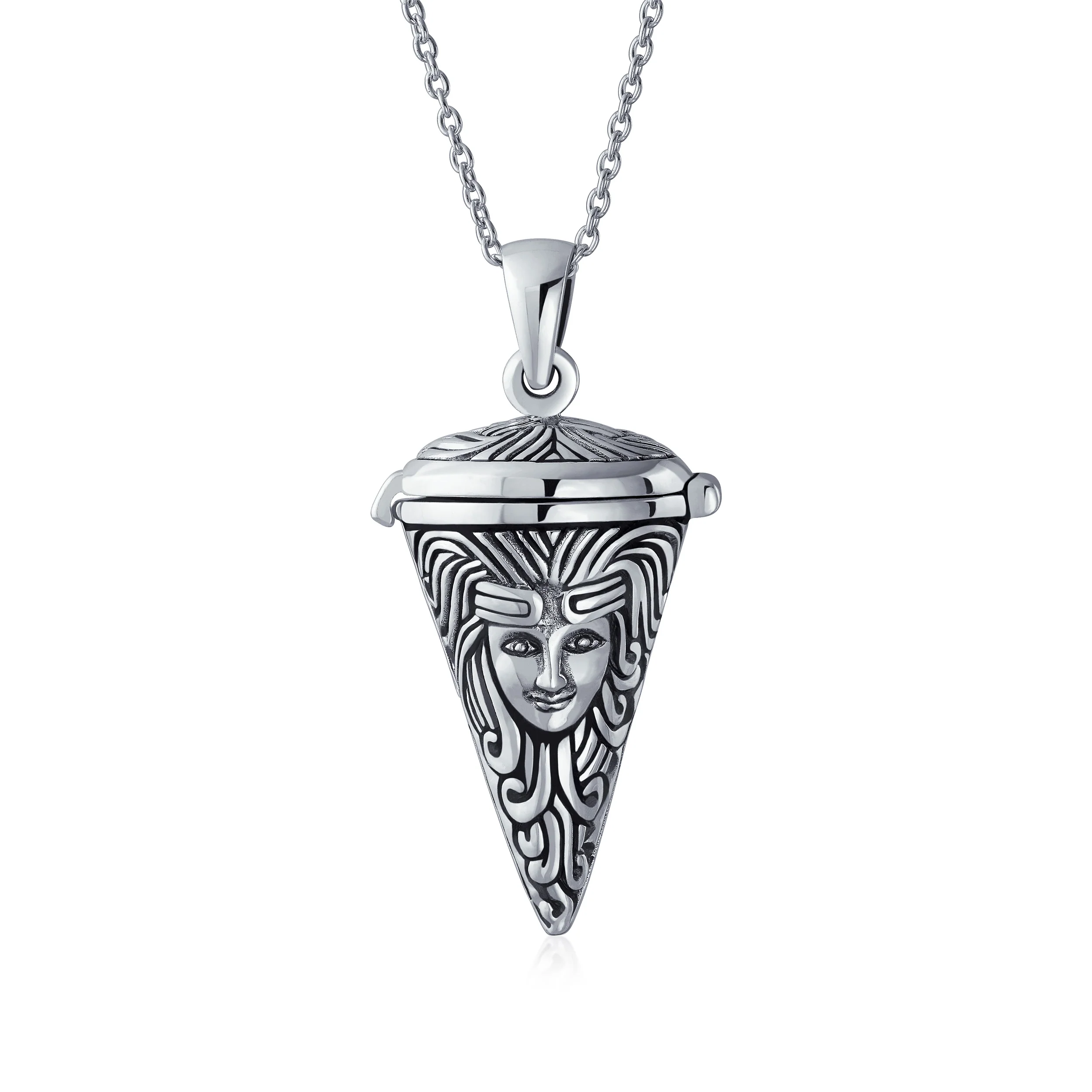 Angel Goddess Protector of Mother Earth Urn Locket Pendant Necklace .925 Sterling Silver - Image 2