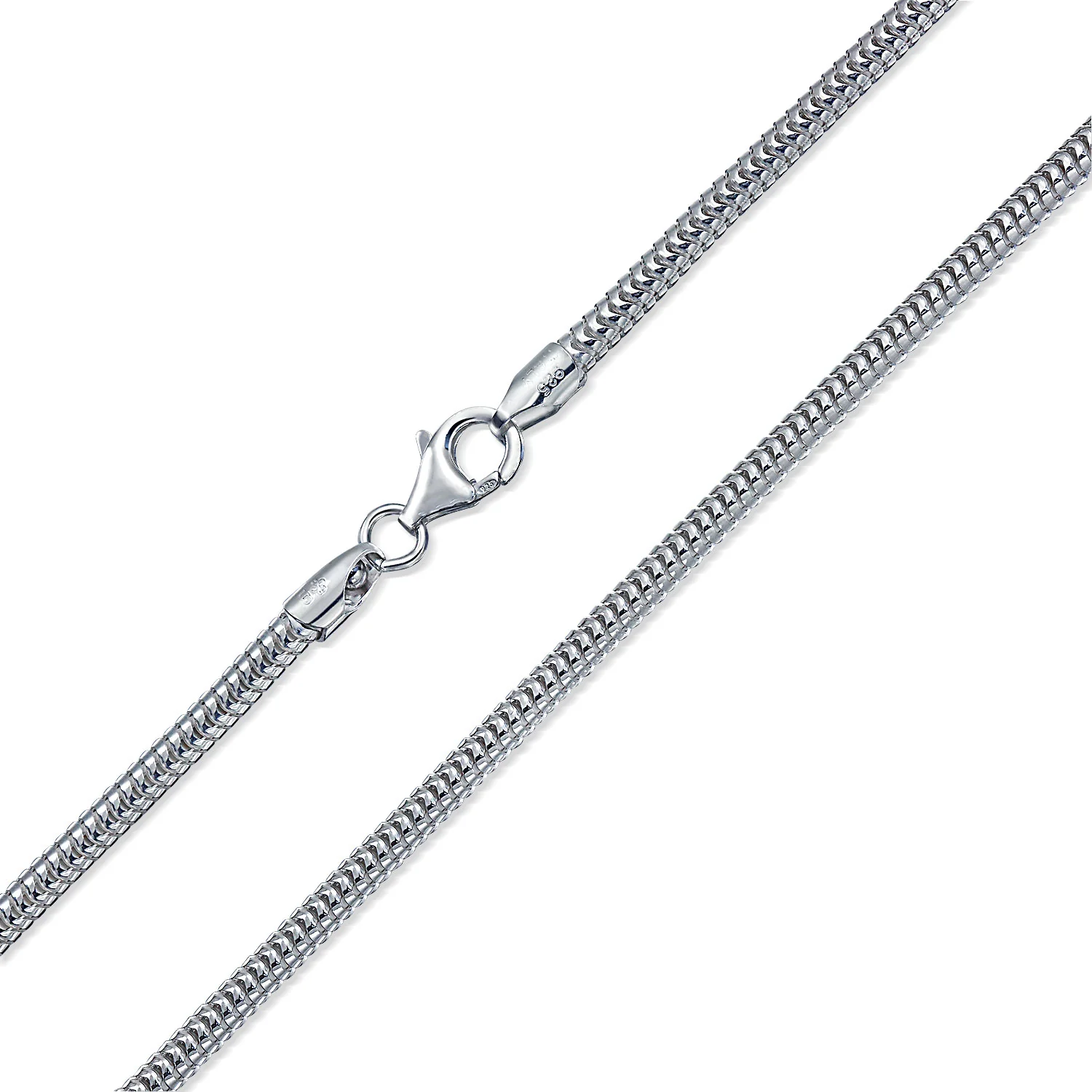 Unisex 3MM Sterling Silver Snake Chain Necklace 8-Sided Made in Italy - Image 2