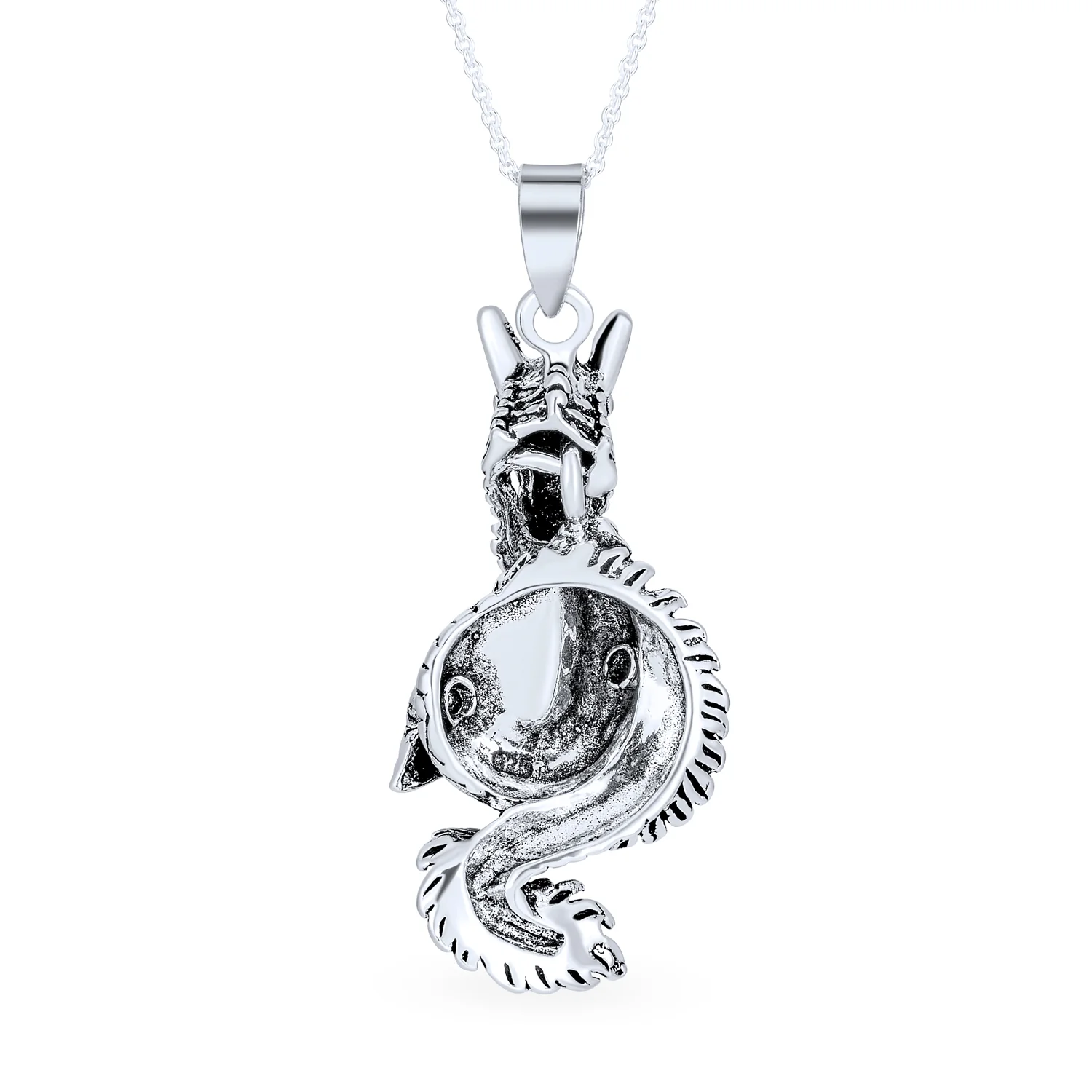 Vintage Angel Goddess Wings Pendant Necklace Antiqued .925 Sterling Silver - Image 10