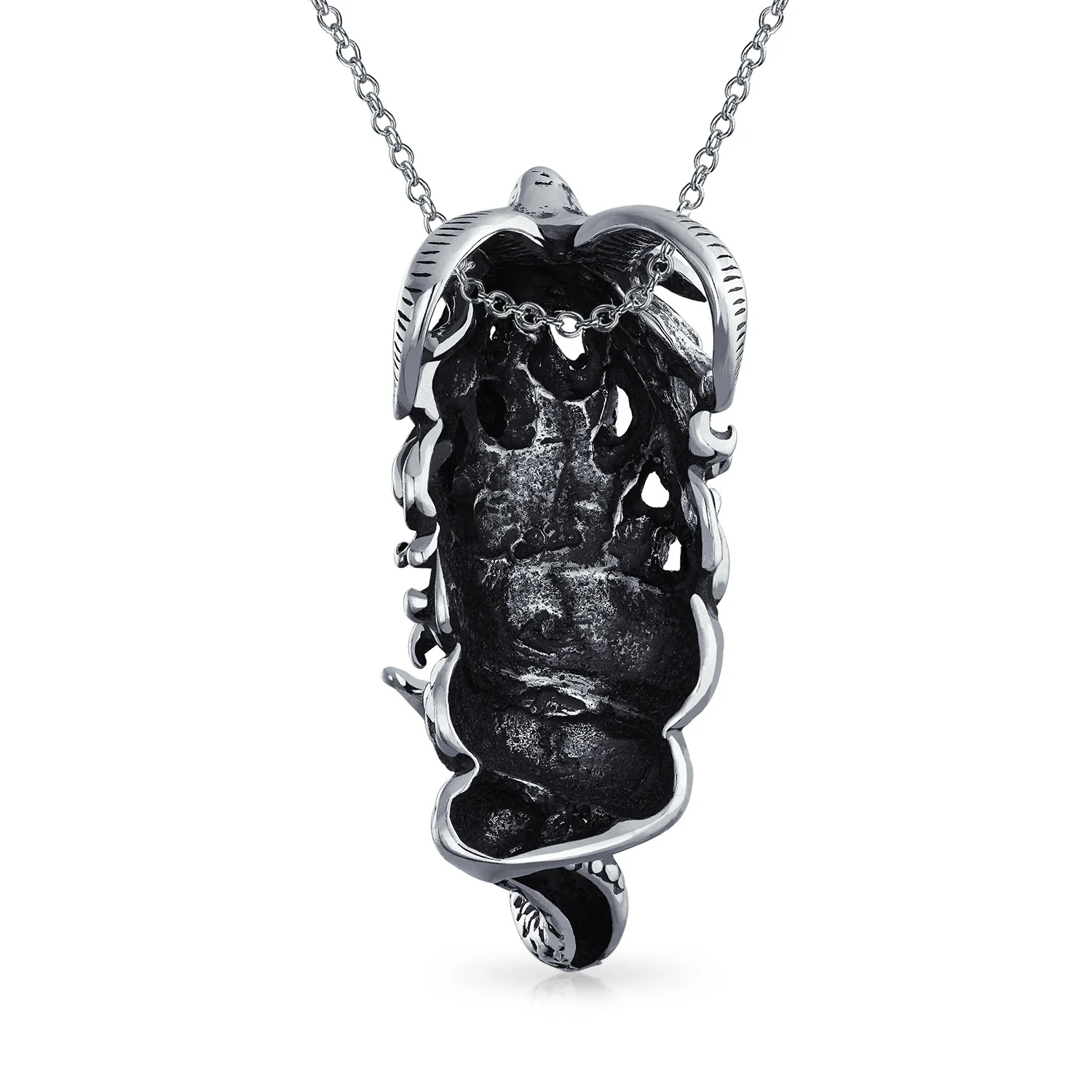 Vintage Angel Goddess Wings Pendant Necklace Antiqued .925 Sterling Silver - Image 11