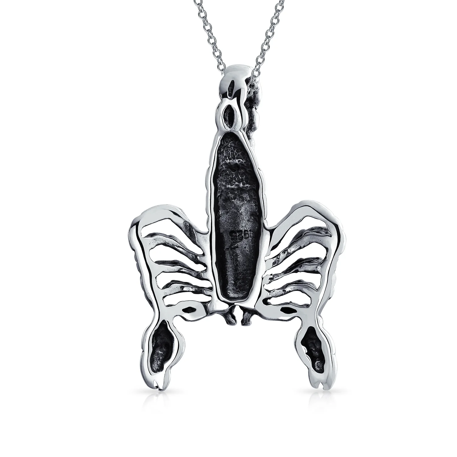 Vintage Angel Goddess Wings Pendant Necklace Antiqued .925 Sterling Silver - Image 12