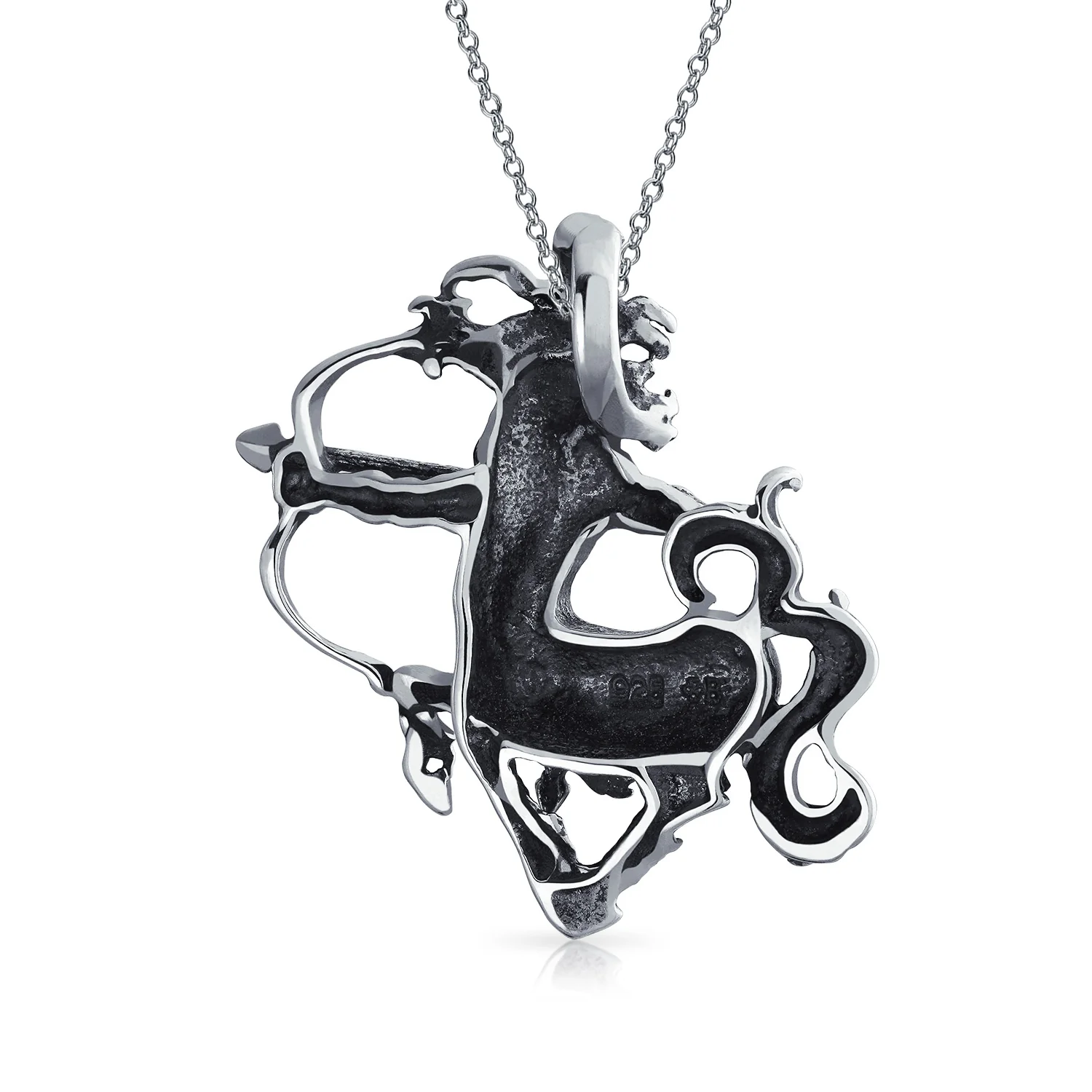 Vintage Angel Goddess Wings Pendant Necklace Antiqued .925 Sterling Silver - Image 17