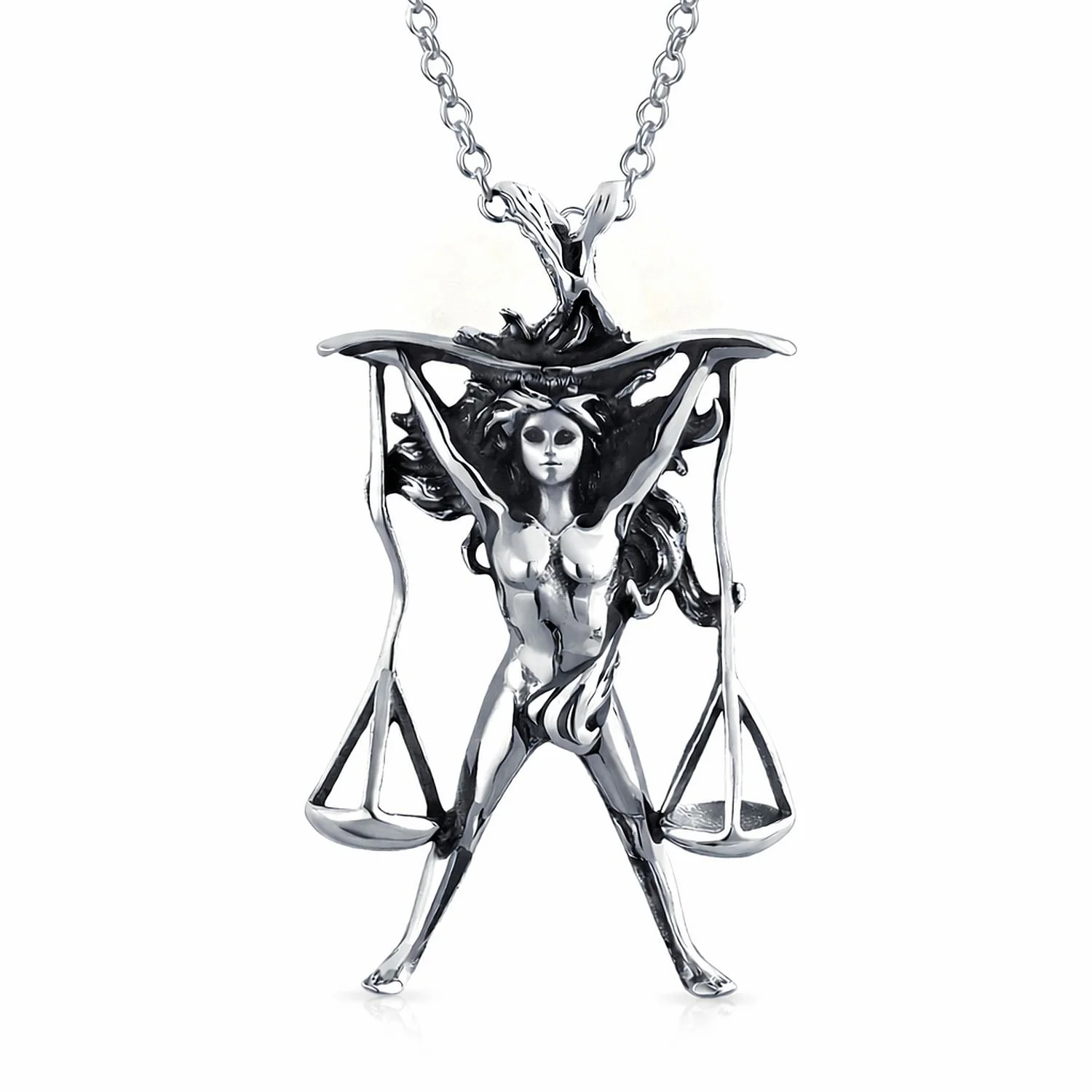 Vintage Angel Goddess Wings Pendant Necklace Antiqued .925 Sterling Silver - Image 6