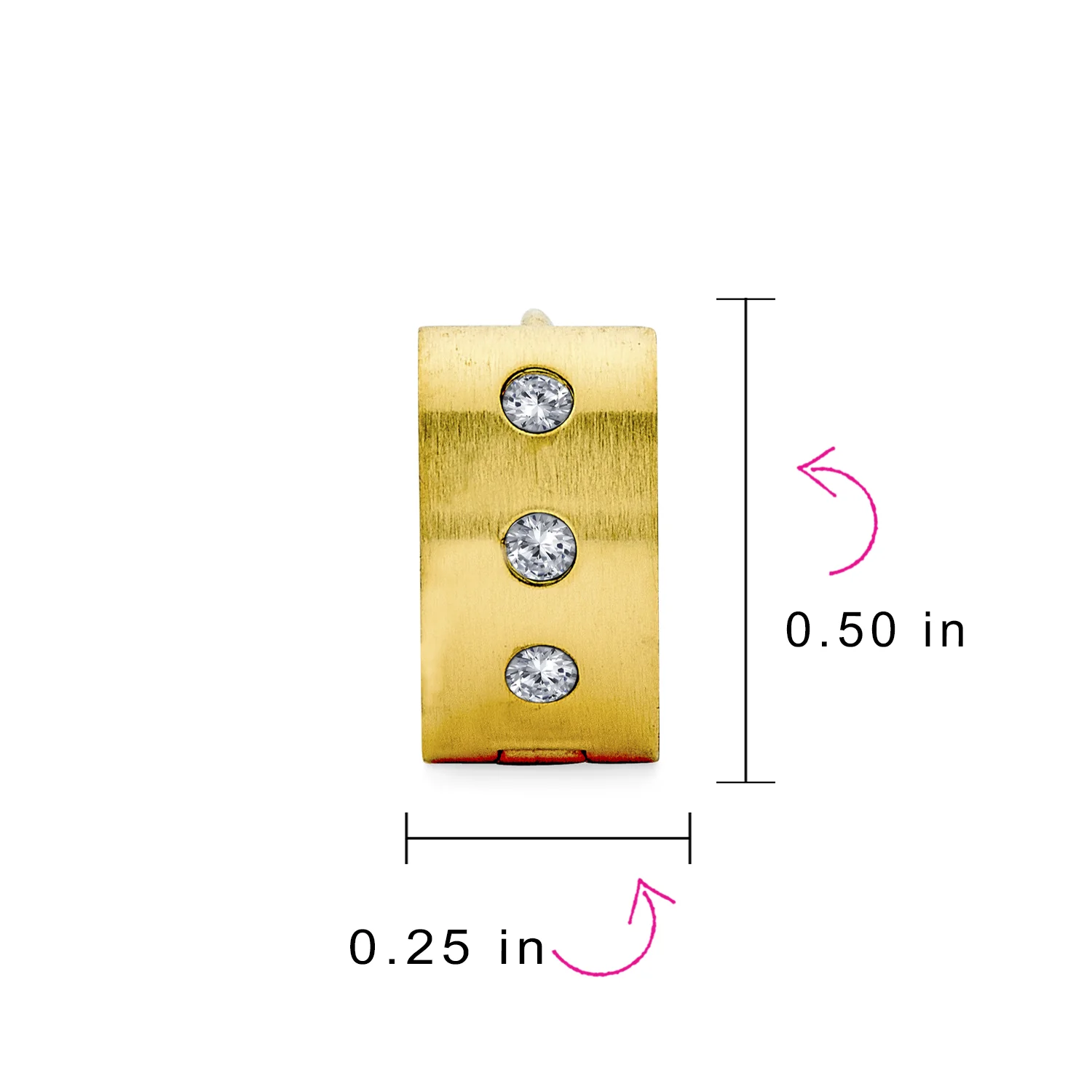 Wide CZ Accent Huggies Mini Hoop Earrings Stainless Steel Hinge Closure - Image 5