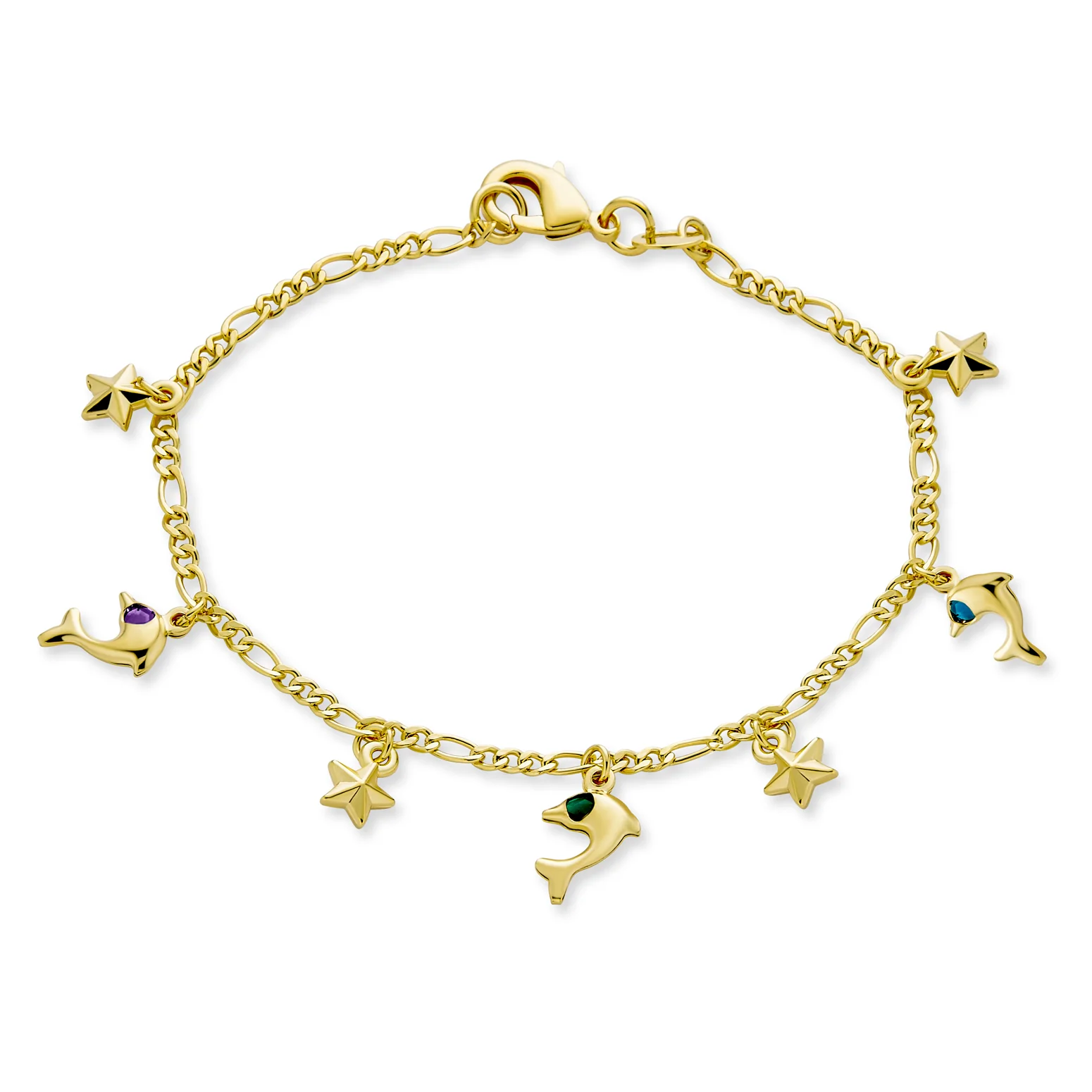 Vacation Nautical Anchor Starfish Charm Bracelet 18K Gold Plated