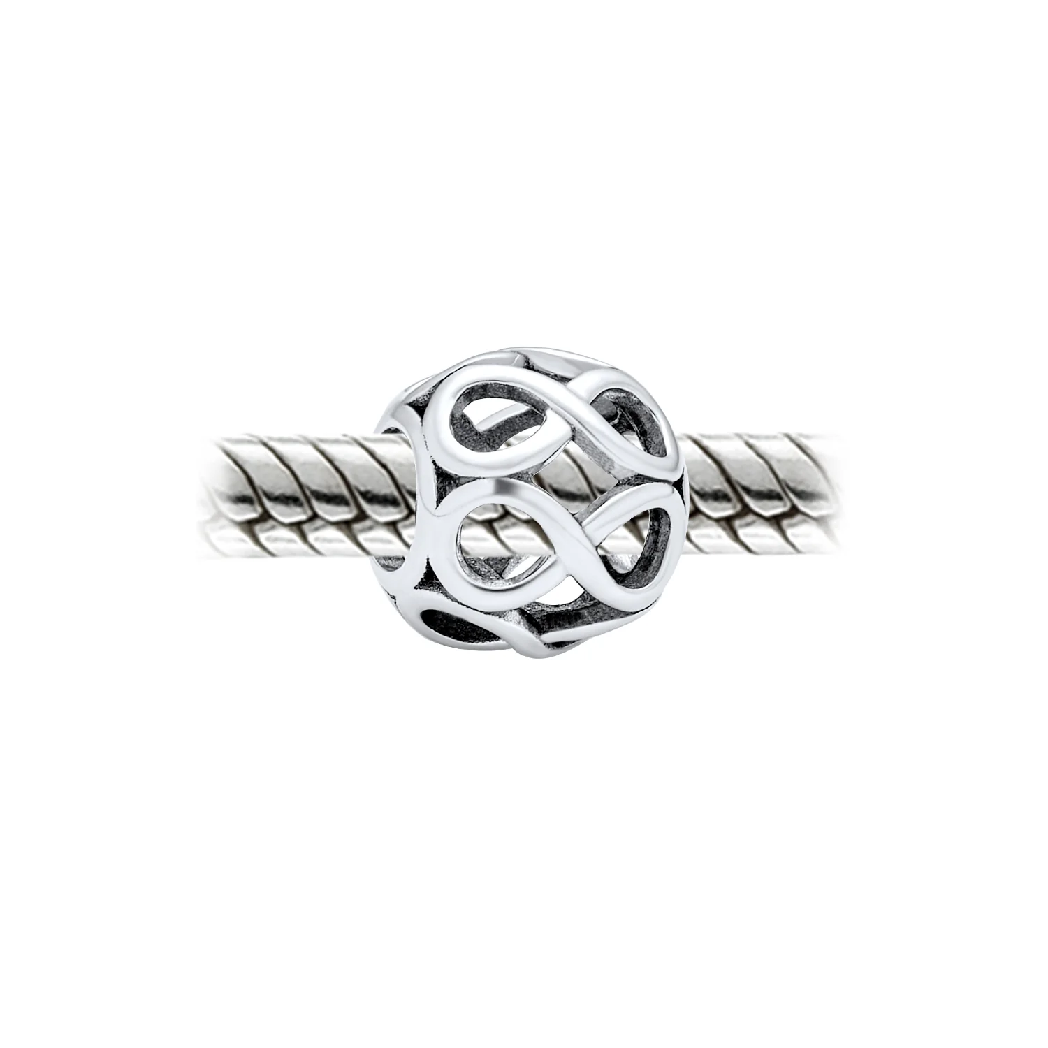 Valentine Heart Knot Charm Bead Sterling Silver for European Bracelet - Image 2