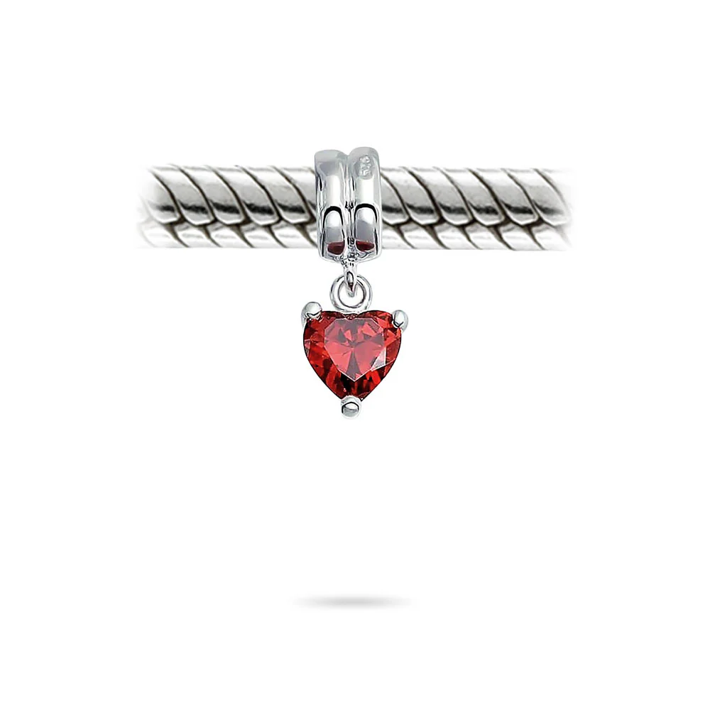 Valentines Love Heart Dangle Charm Bead Sterling Silver for European Bracelet - Image 6