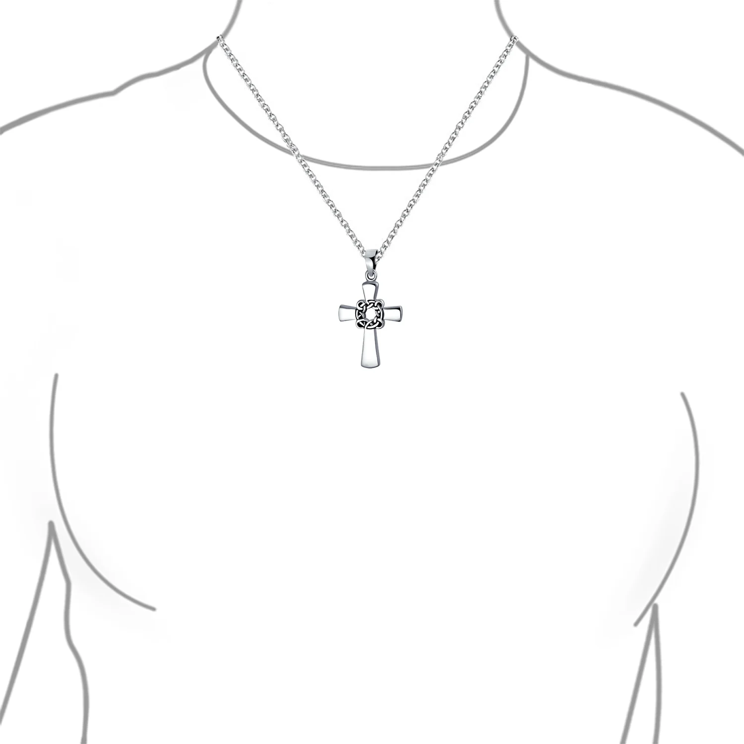 Viking Celtic Knot Cross Pendant Necklace for Men Sterling Silver 16 Inch - Image 3