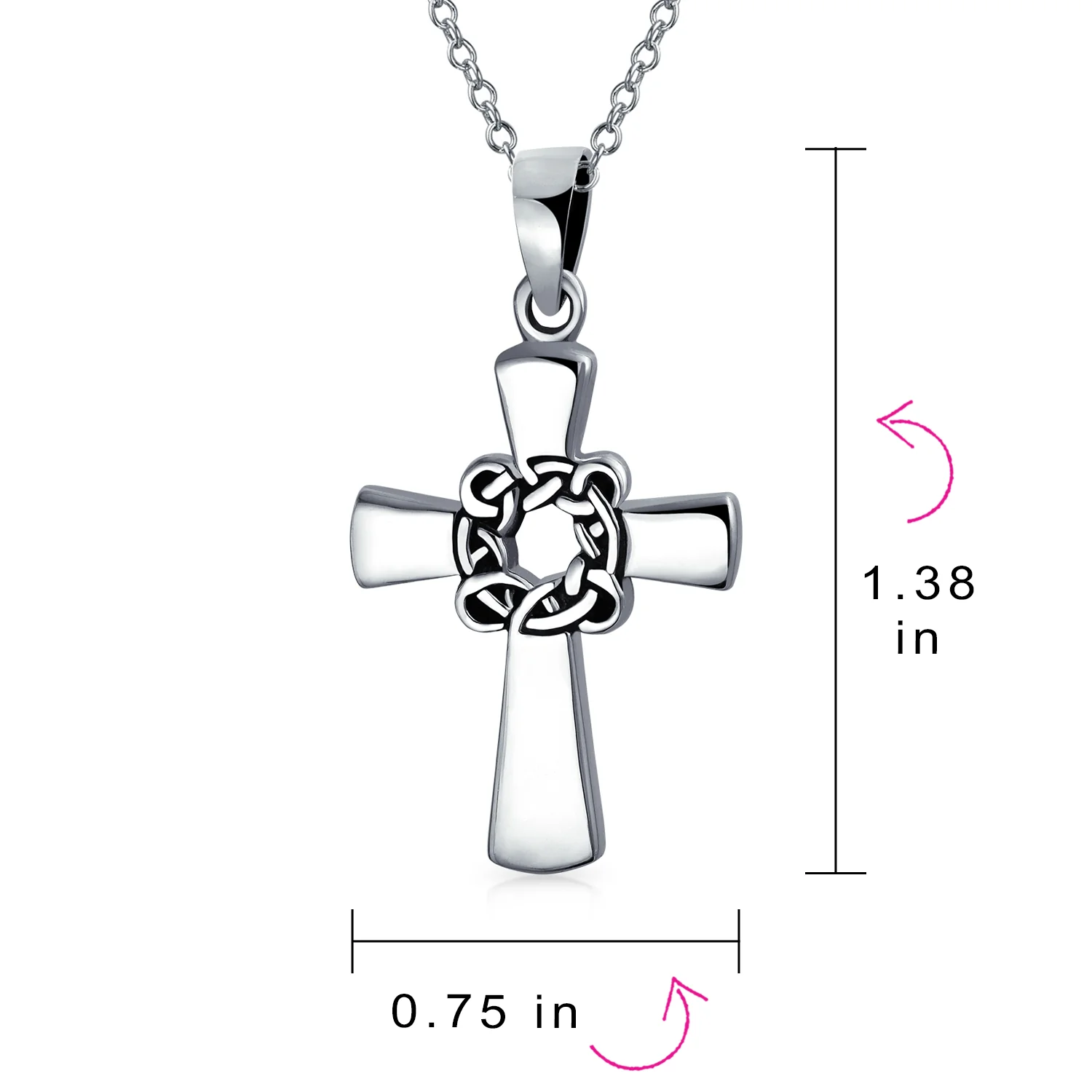 Viking Celtic Knot Cross Pendant Necklace for Men Sterling Silver 16 Inch - Image 4