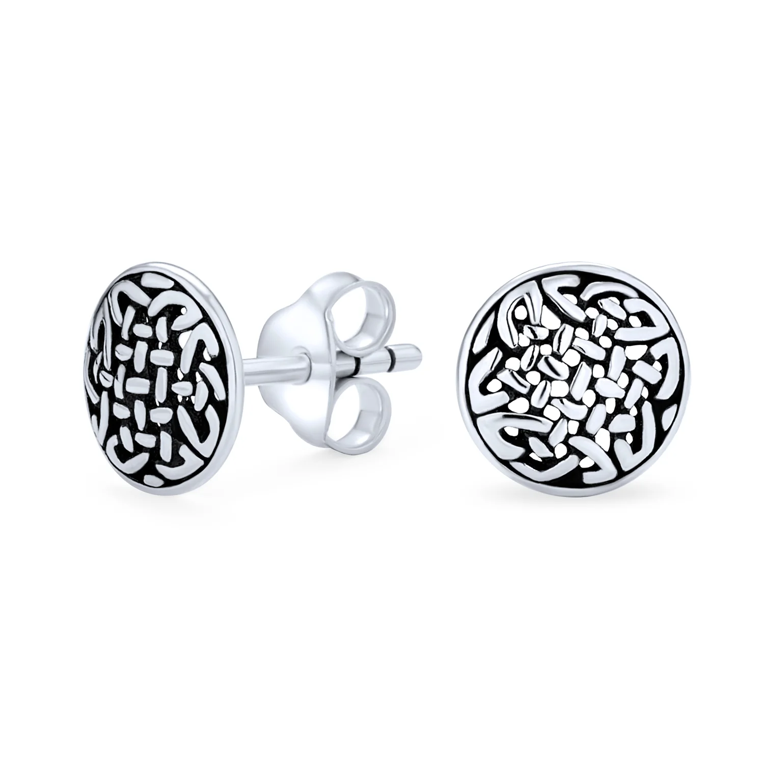 Viking Celtic Knot Stud Earrings in Oxidized Sterling Silver