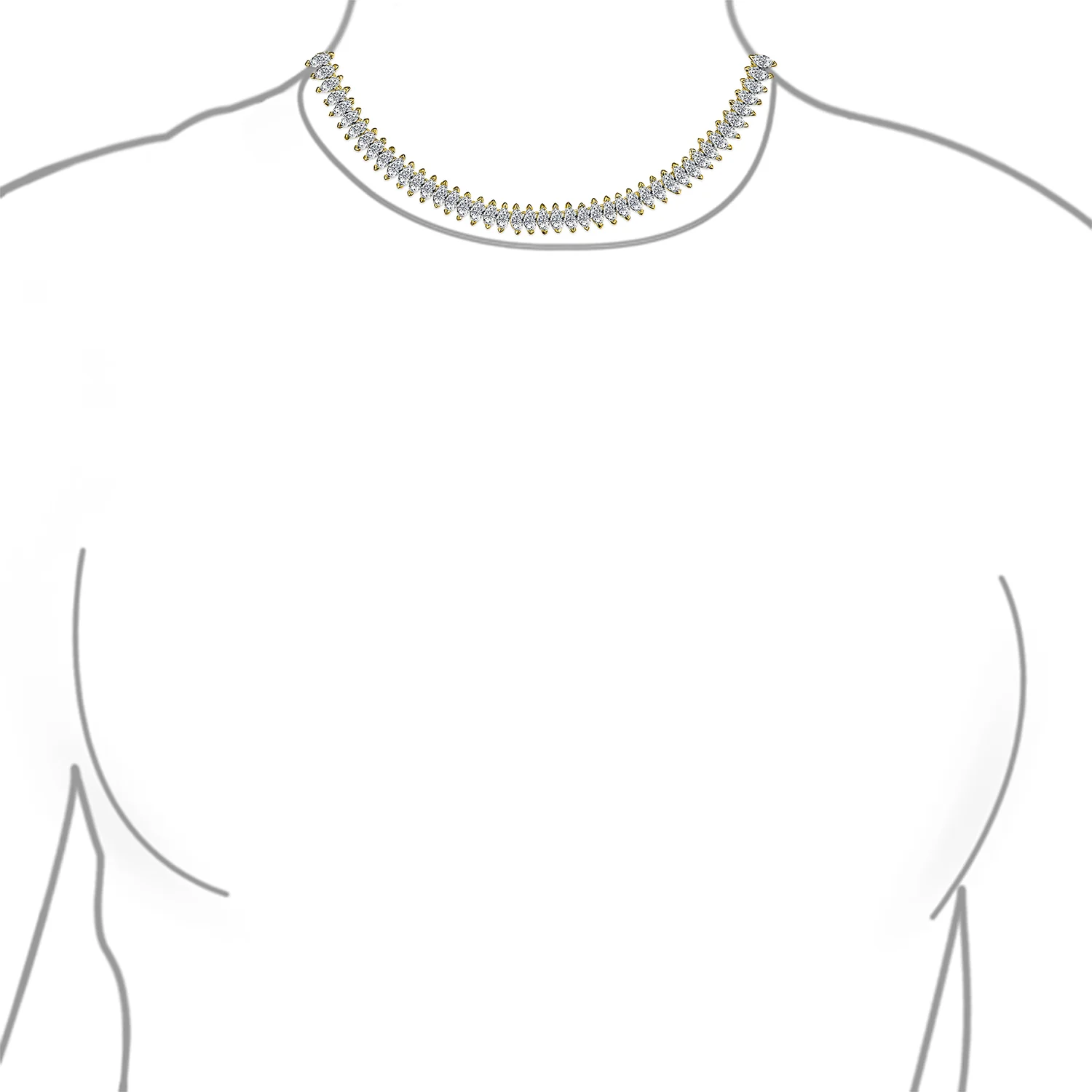 Vintage Art Deco Collar Necklace Clear White Cubic Zirconia for Bridal Events - Image 9