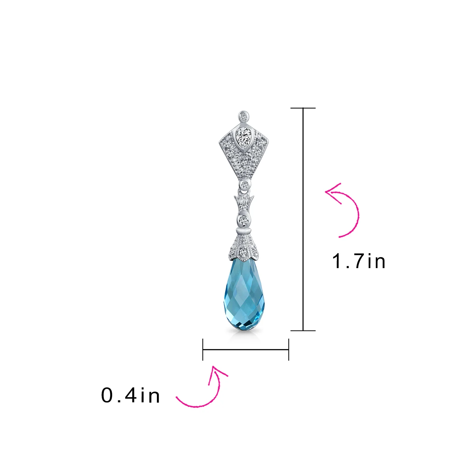 Briolette Faceted Teardrop Cubic Zirconia CZ Chandelier Earrings .925 Sterling Silver - Image 10