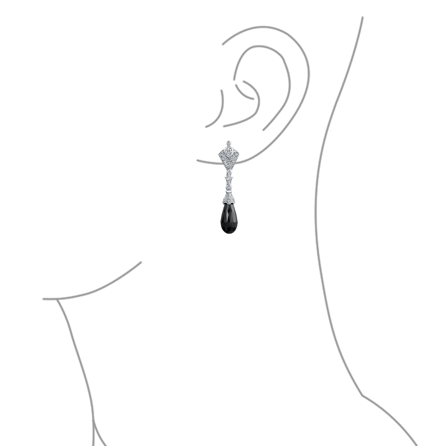 Briolette Faceted Teardrop Cubic Zirconia CZ Chandelier Earrings .925 Sterling Silver - Image 4