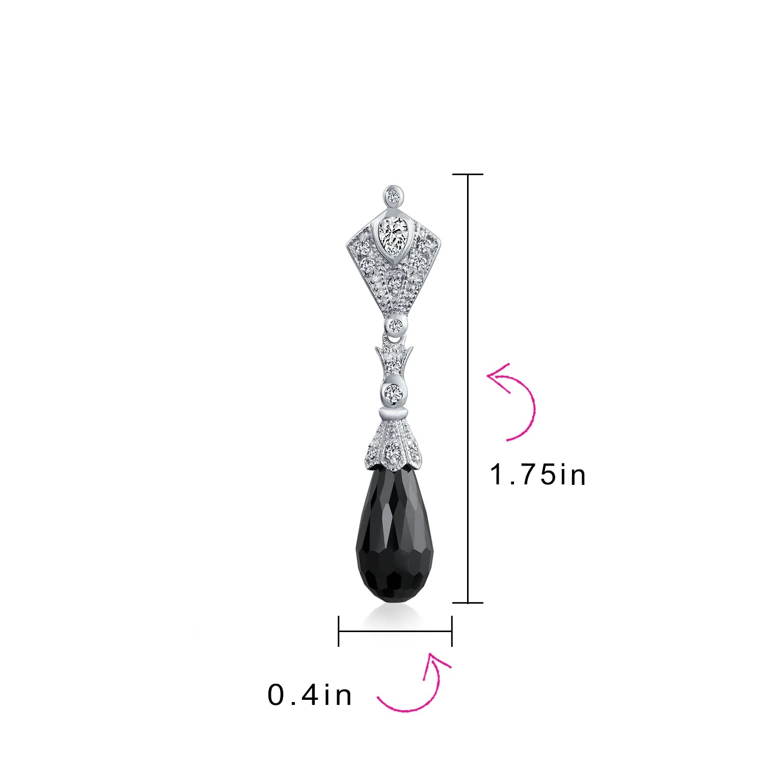 Briolette Faceted Teardrop Cubic Zirconia CZ Chandelier Earrings .925 Sterling Silver - Image 7