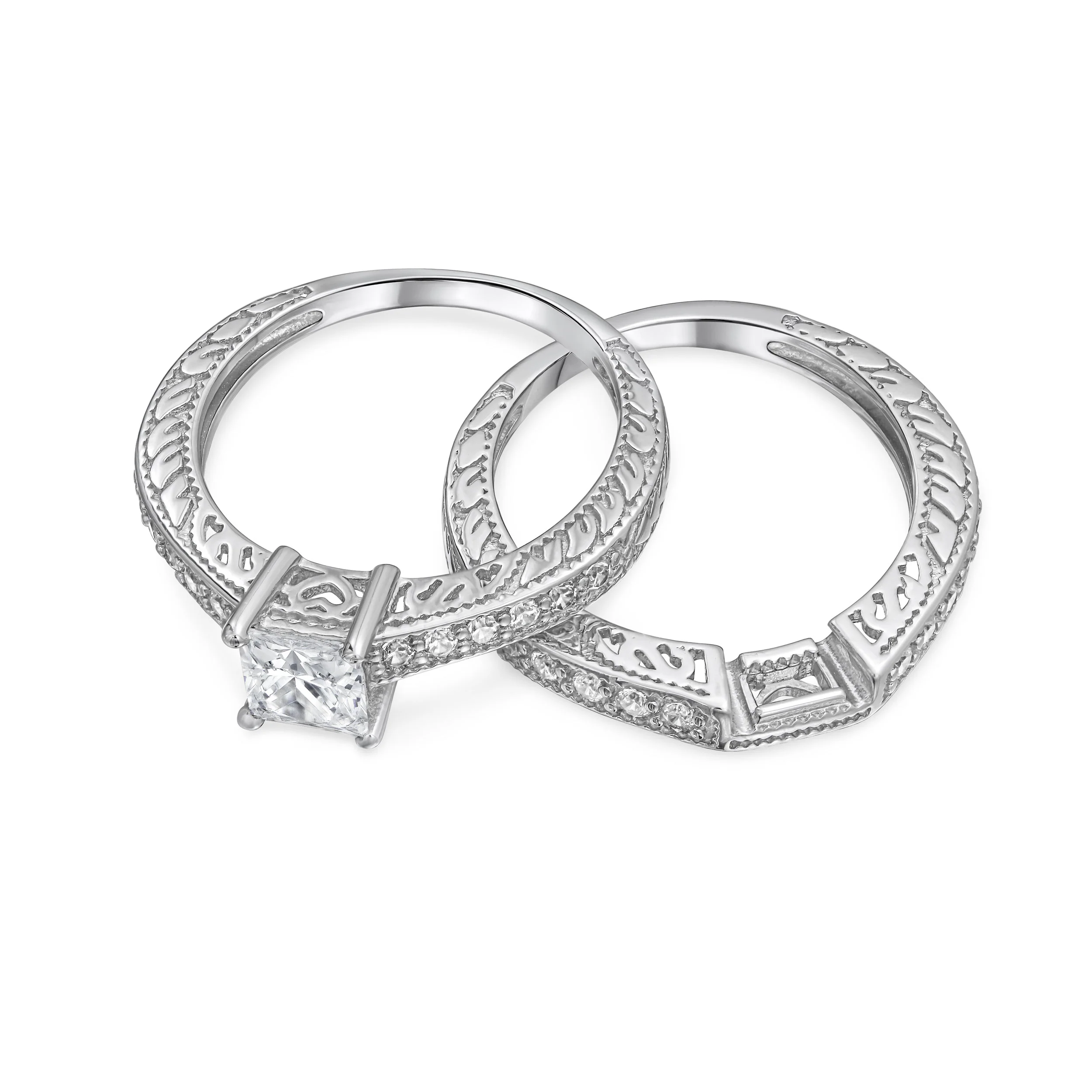 Vintage Style Cocktail Statement Ring with Simulated Blue Sapphire and CZ Stones - Image 2