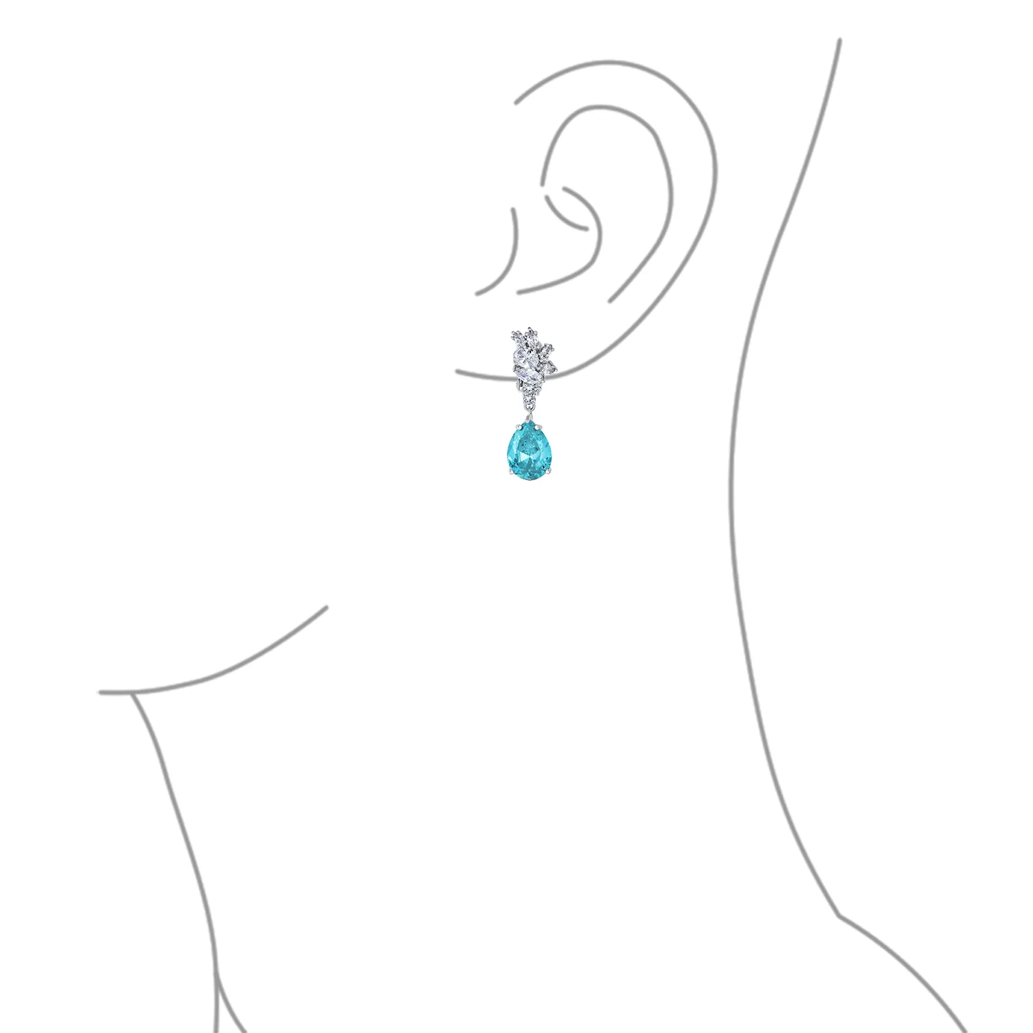 Vintage Style CZ Gemstone Leaf Teardrop Clip-On Earrings for Weddings & Proms - Image 7