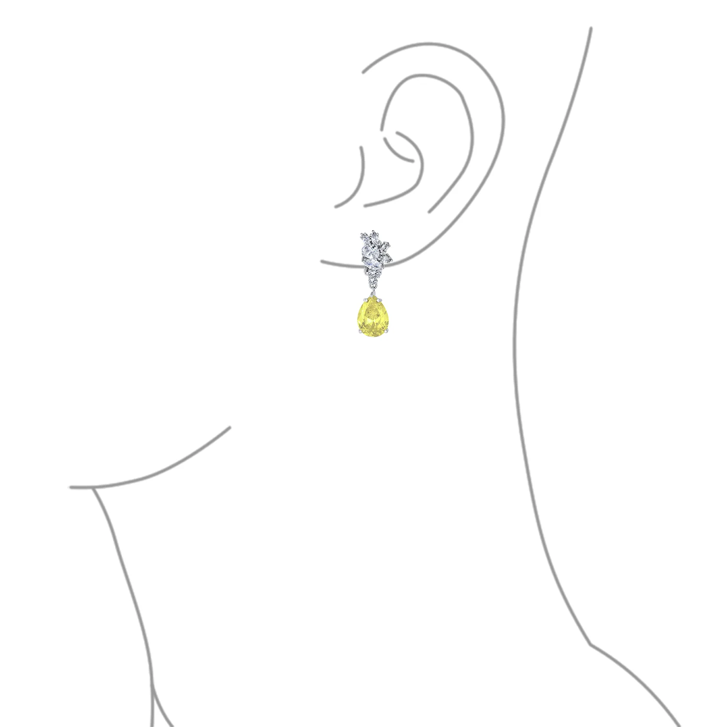 Vintage Style CZ Gemstone Leaf Teardrop Clip-On Earrings for Weddings & Proms - Image 9