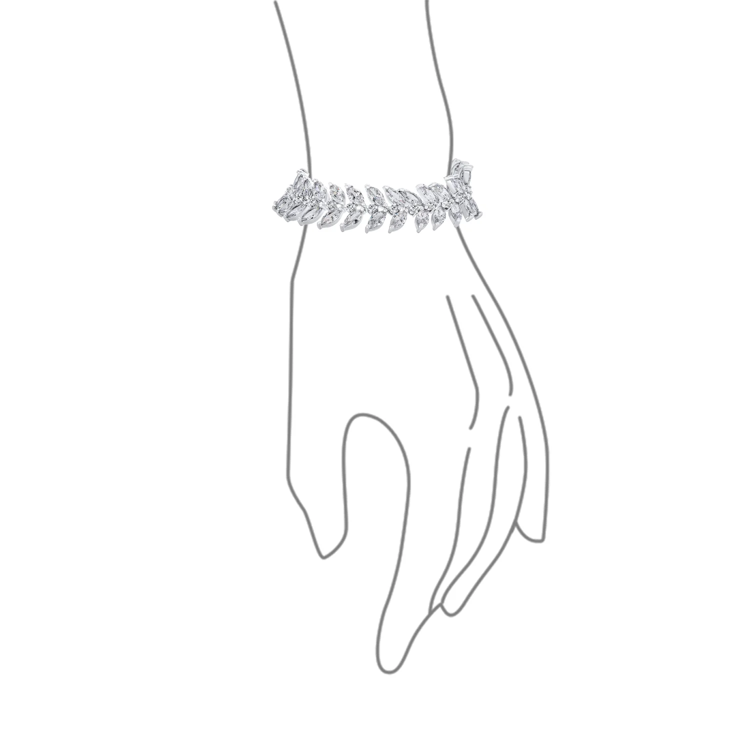 CZ Marquise Leaf Tennis Bracelet Silver 7.25 Inch 40 CTW - Image 3