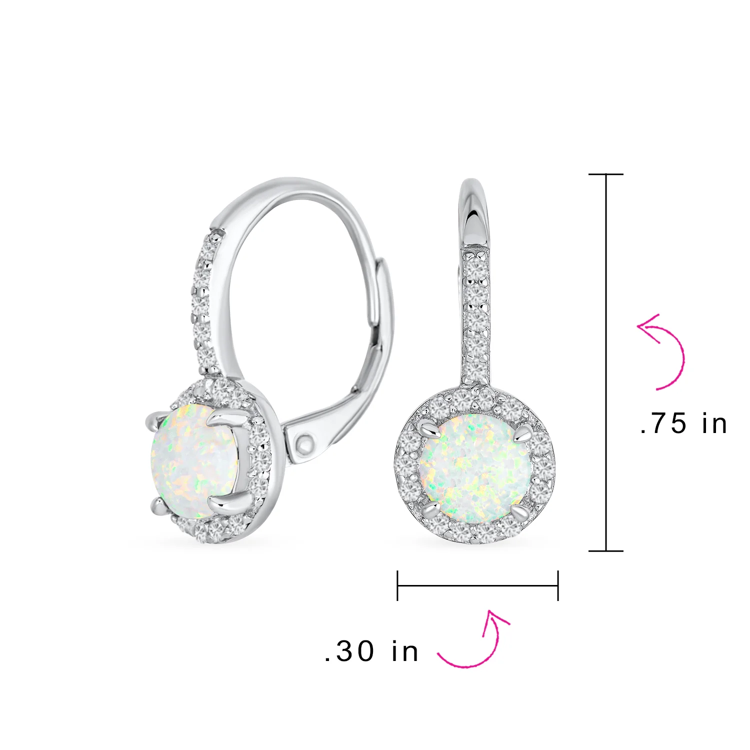 Vintage Dangle Gemstone Earrings CZ Halo Opal Rose Gold Sterling Silver - Image 10