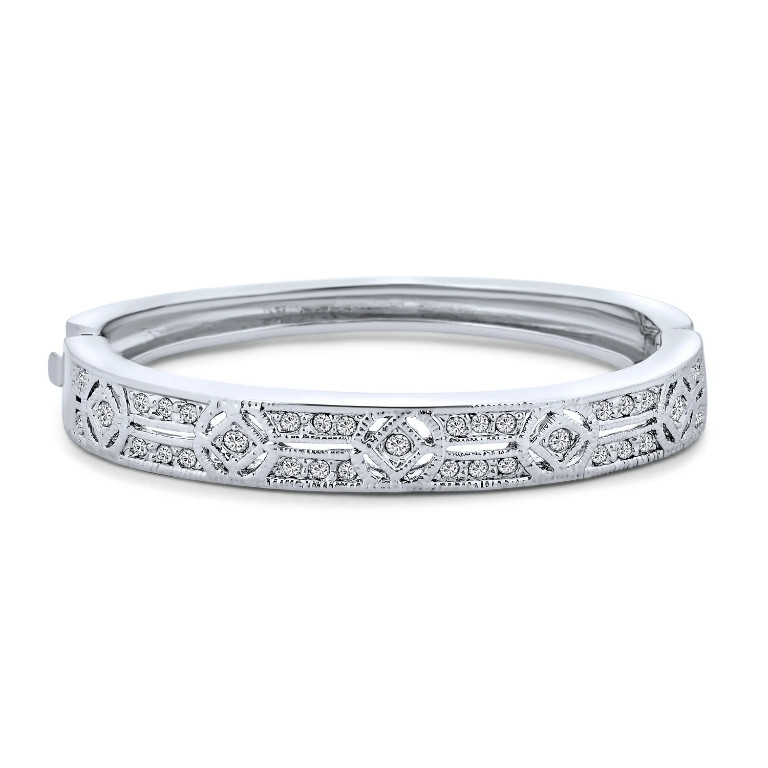 Vintage Art Deco Style Cubic Zirconia CZ Statement Bangle Bracelet