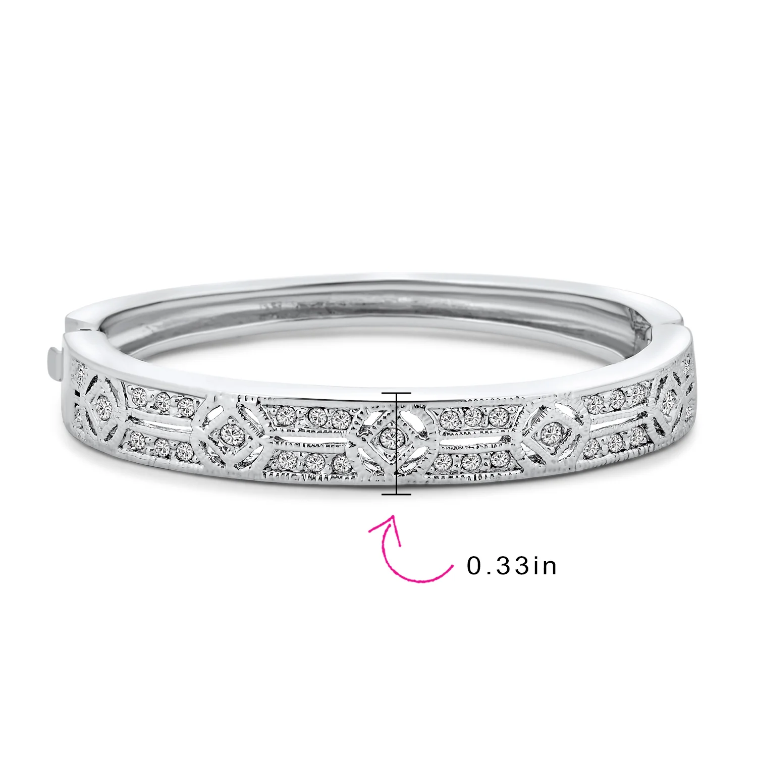 Vintage Art Deco Style Cubic Zirconia CZ Statement Bangle Bracelet - Image 4