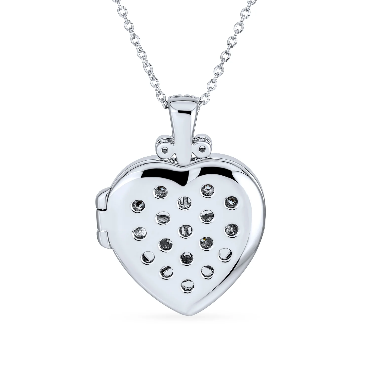 Vintage Style Keepsake Flower Heart Shape Photo Locket Pendant Necklace .925 Sterling Silver - Image 2