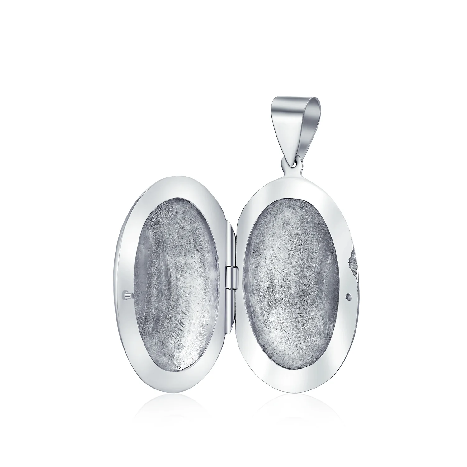 Oval Keepsake Photo Locket Necklace Carved Floral Leaf Motif Holds Pictures .925 Sterling Silver - Image 2